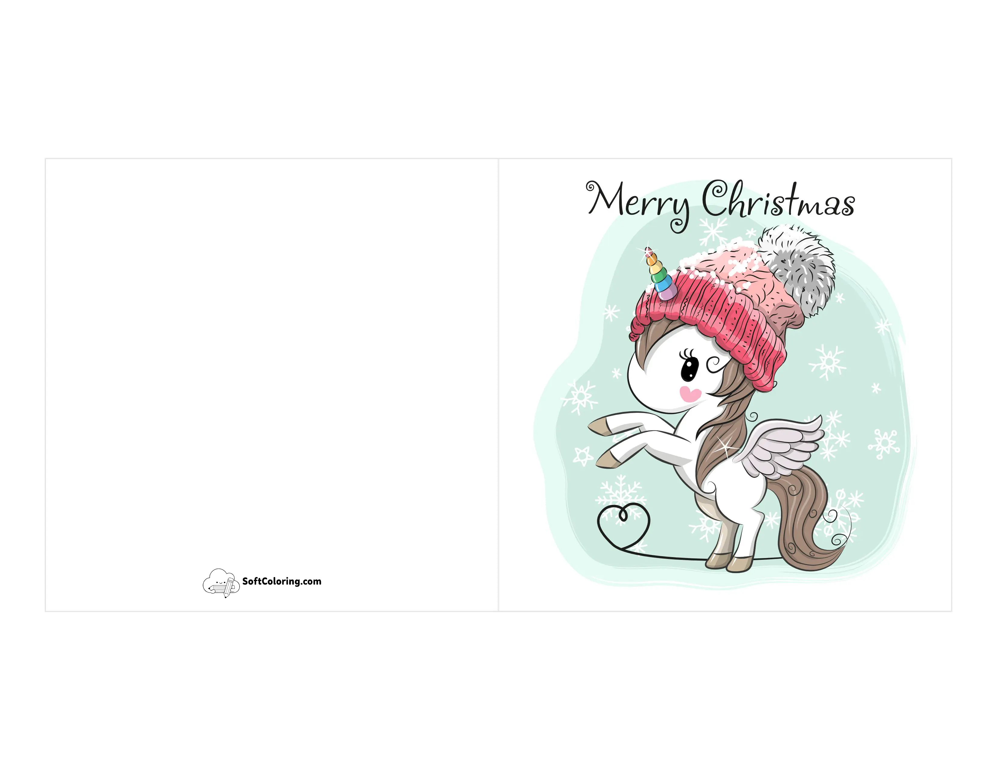Christmas Unicorn Printable Card For Kids