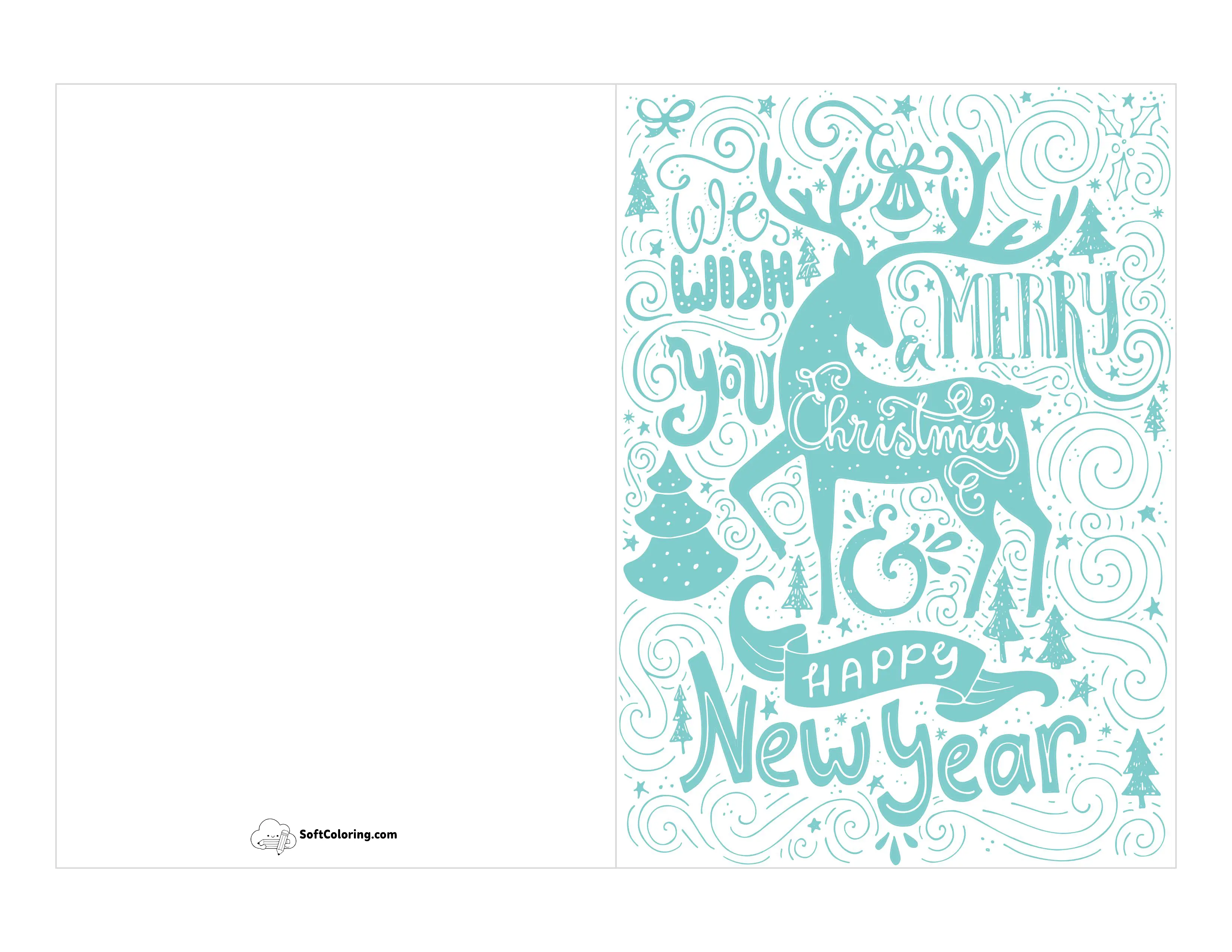 Stag Christmas Card Printable Template