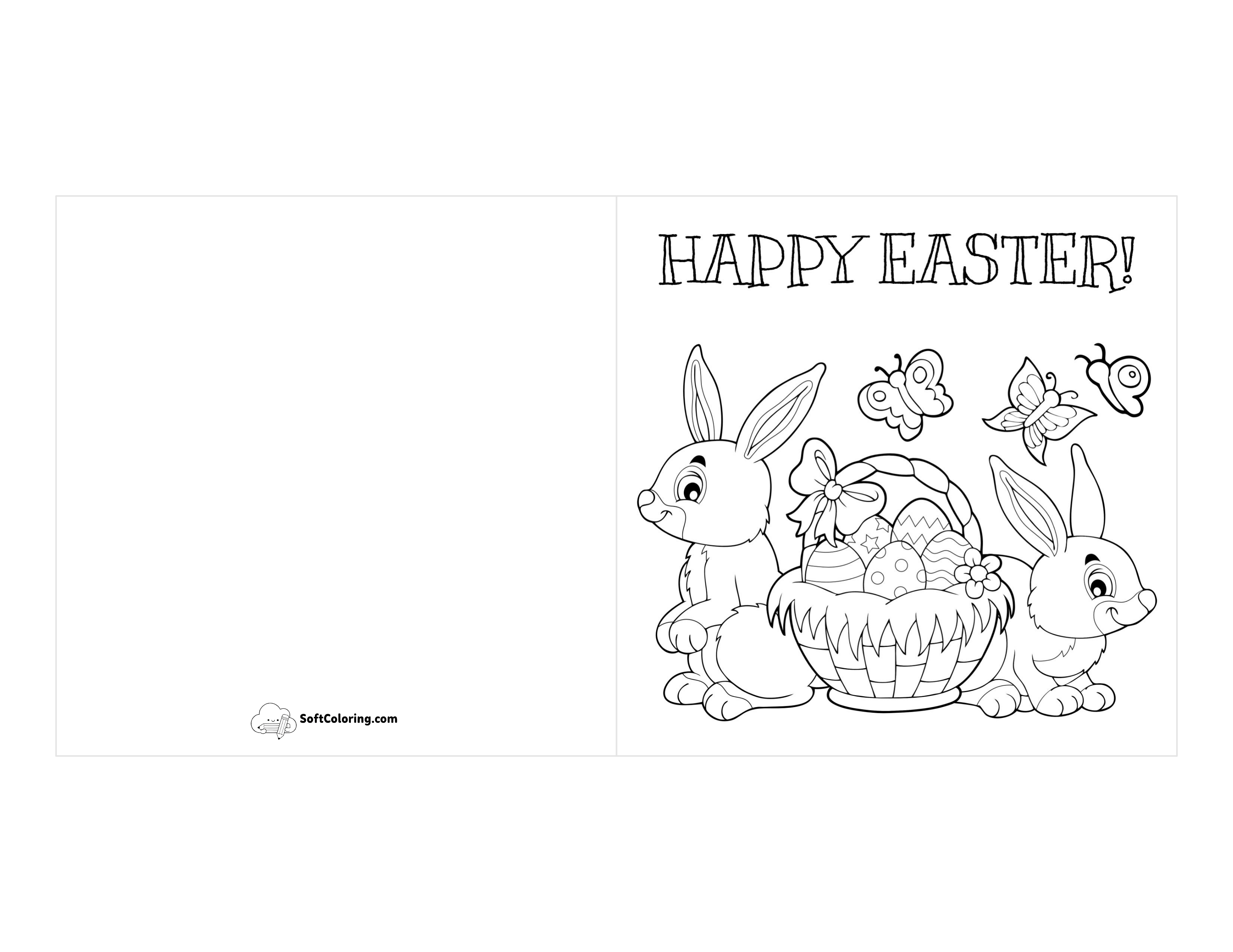 "Happy Easter" Card Template To Color
