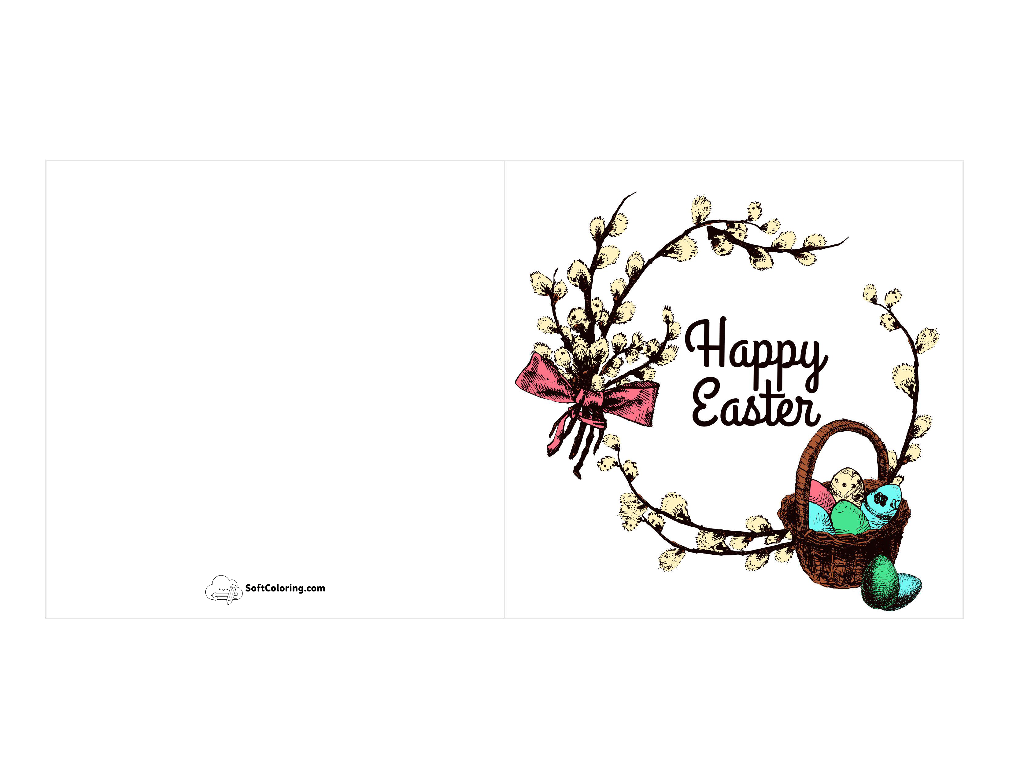 Vintage Easter Wreath Printable Card