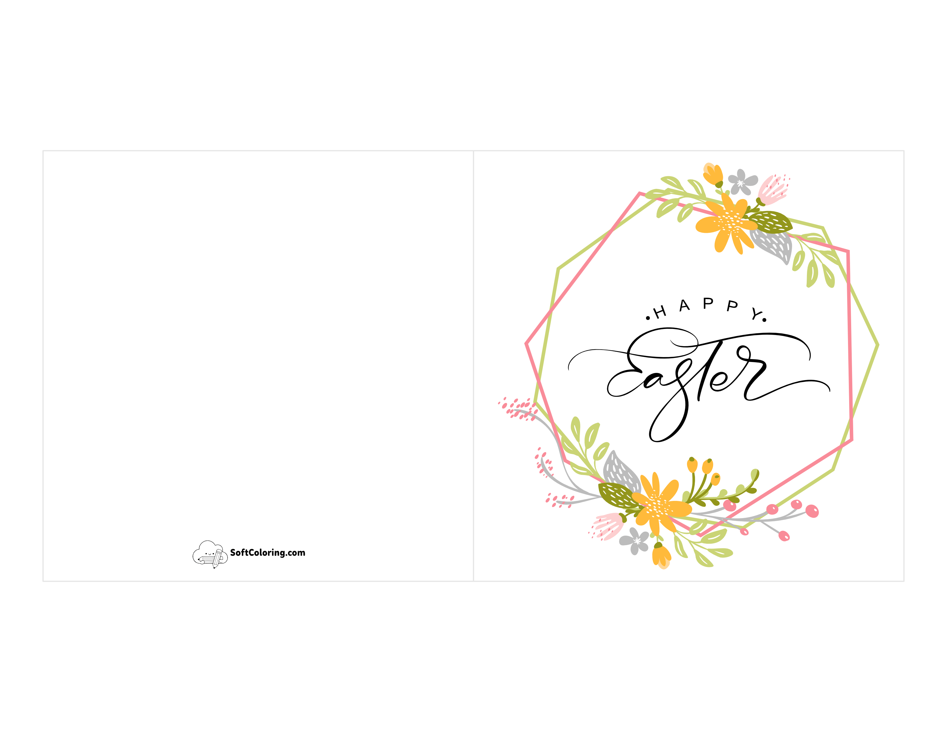 "Happy Easter" Geometric Wreath Card