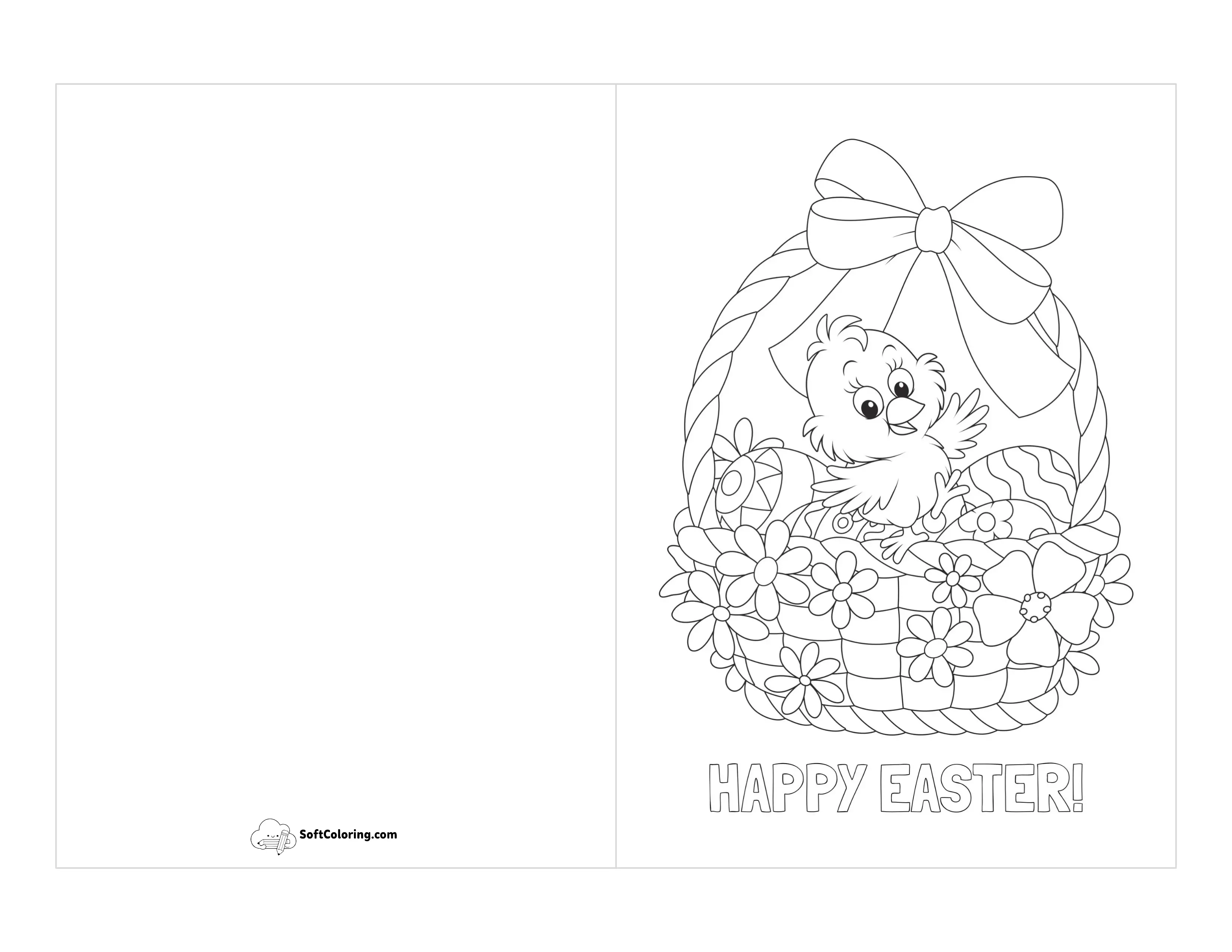 Cute Easter Basket Card To Color