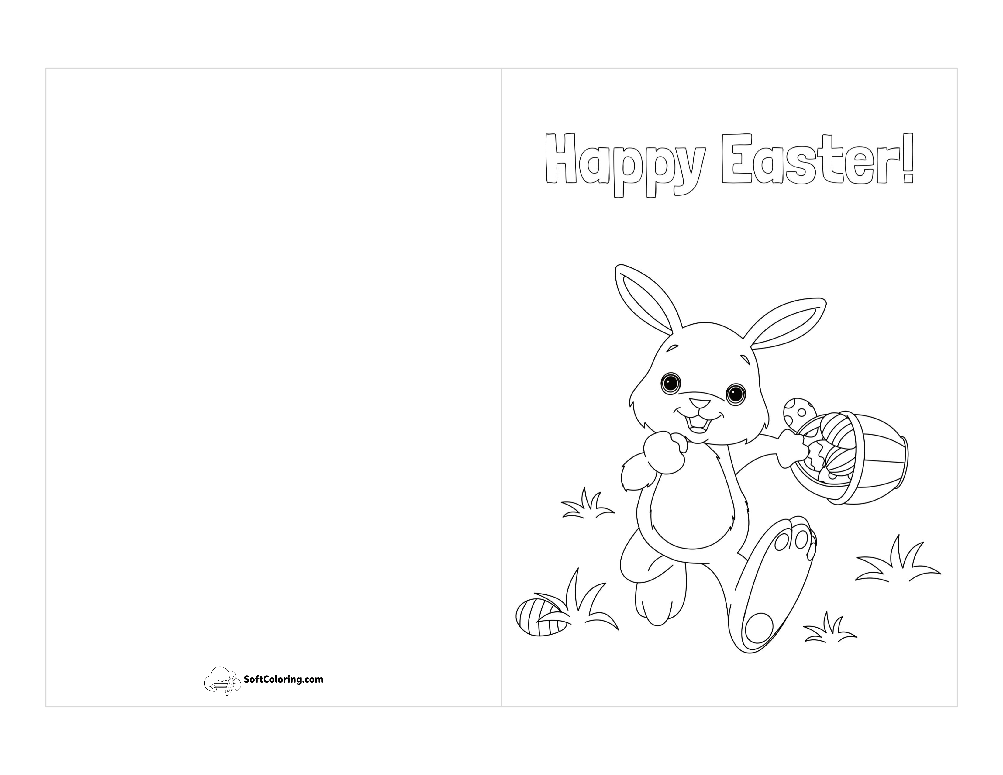 Cute Printable Easter Card To Color