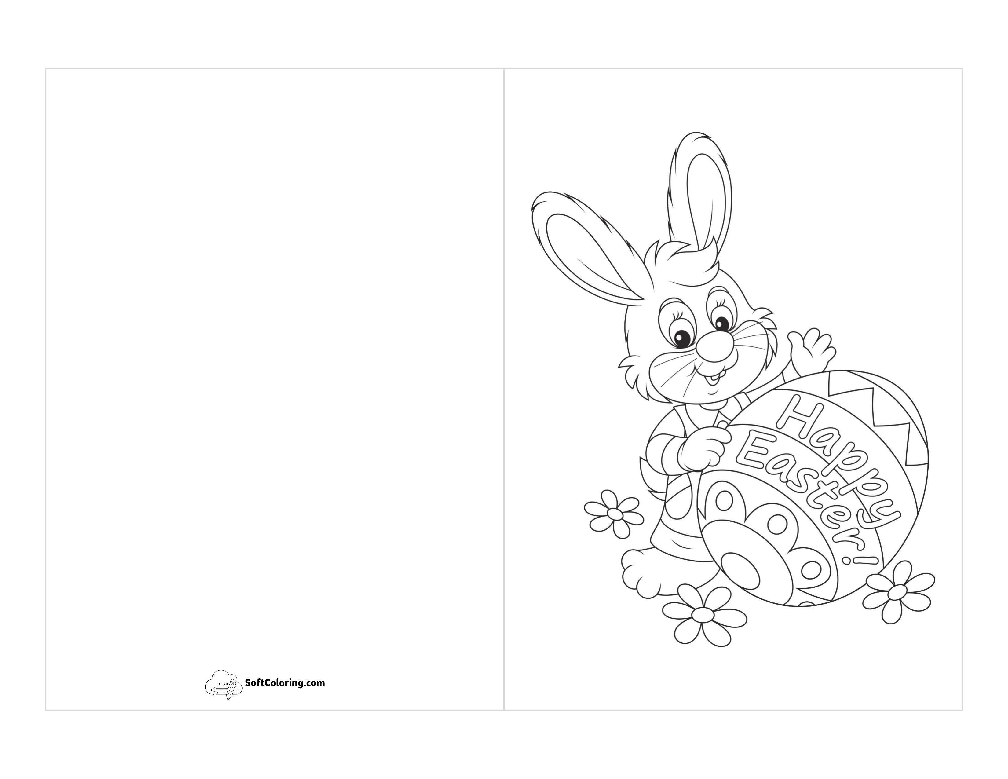 Cute Easter Bunny Card To Color