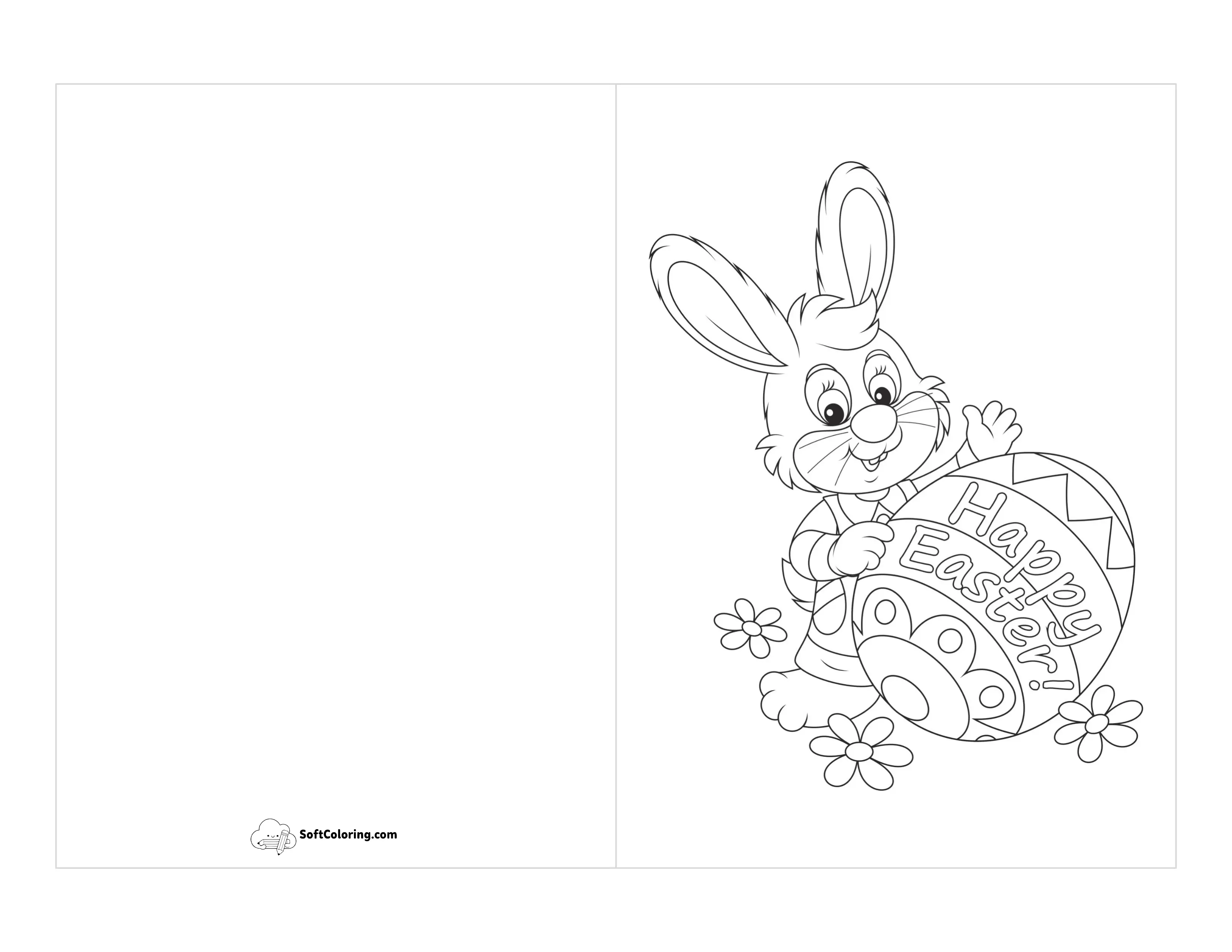 Cute Easter Bunny Card To Color