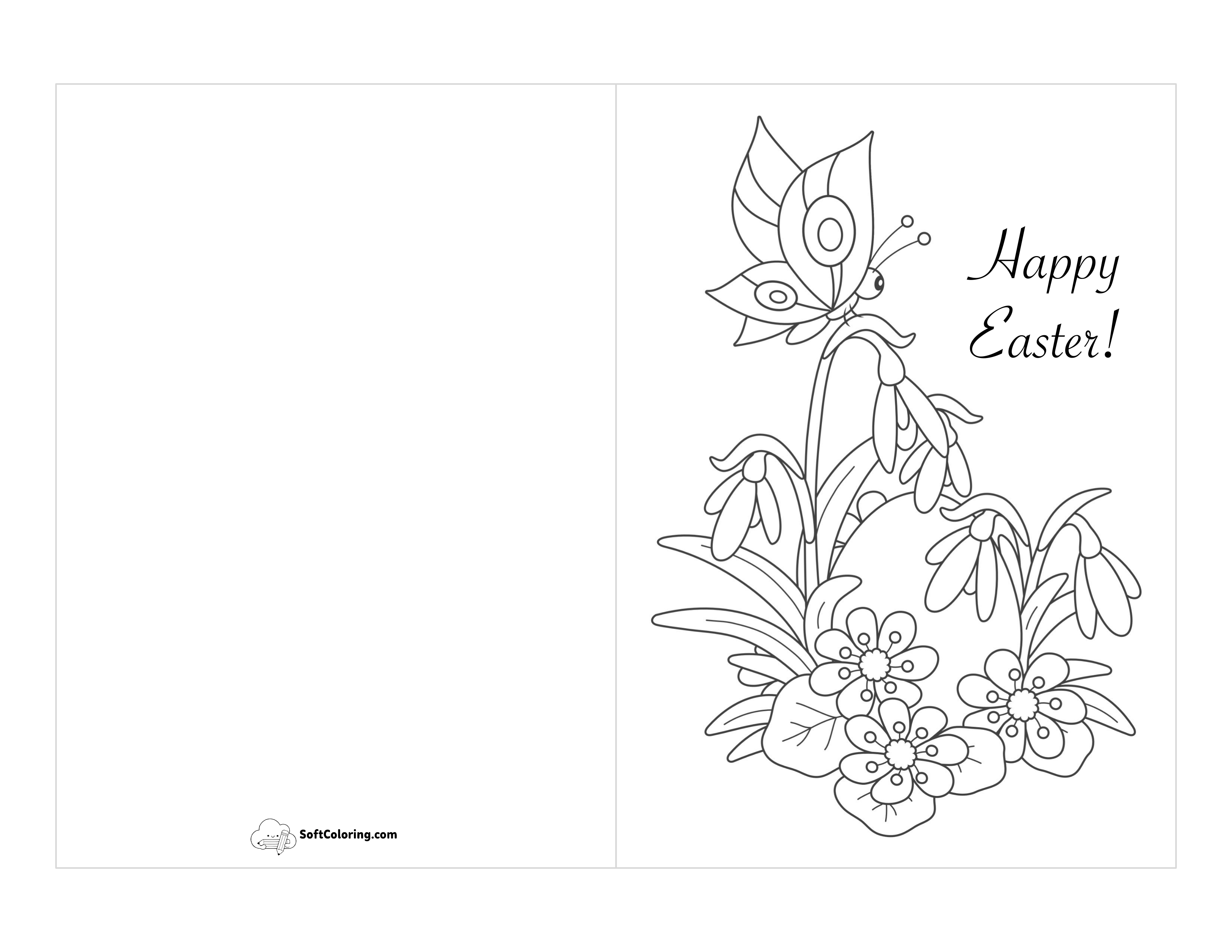 "Happy Easter" Spring Card To Color