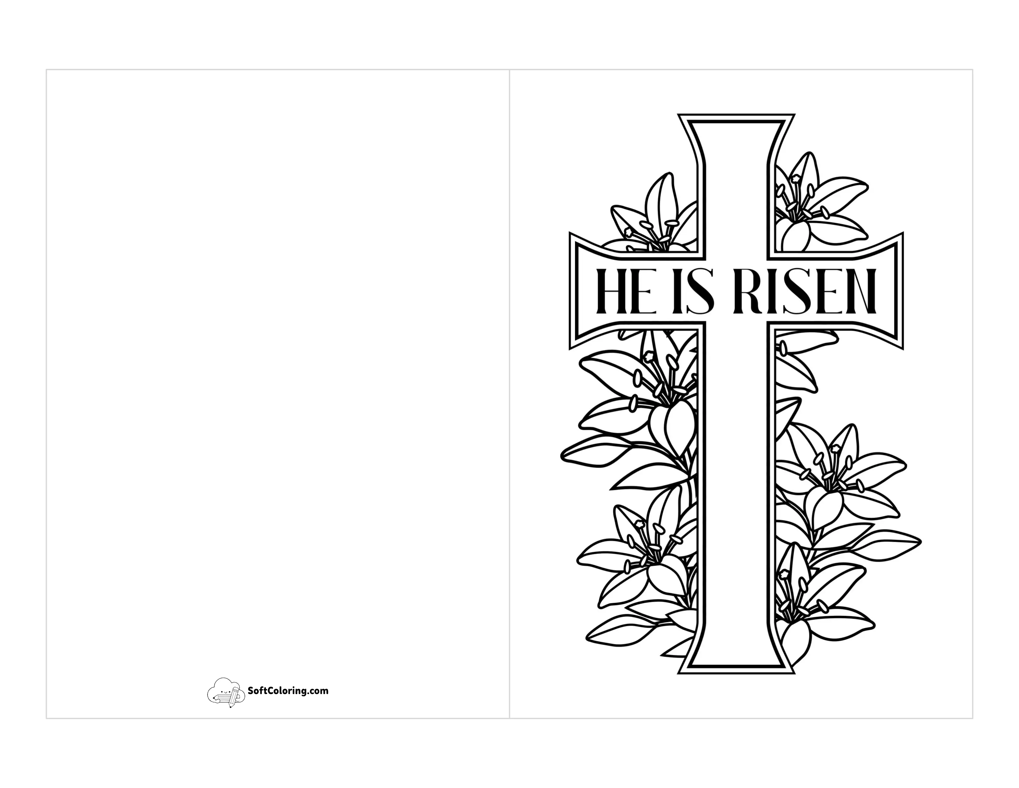 "He Is Risen" Printable Easter Card To Color
