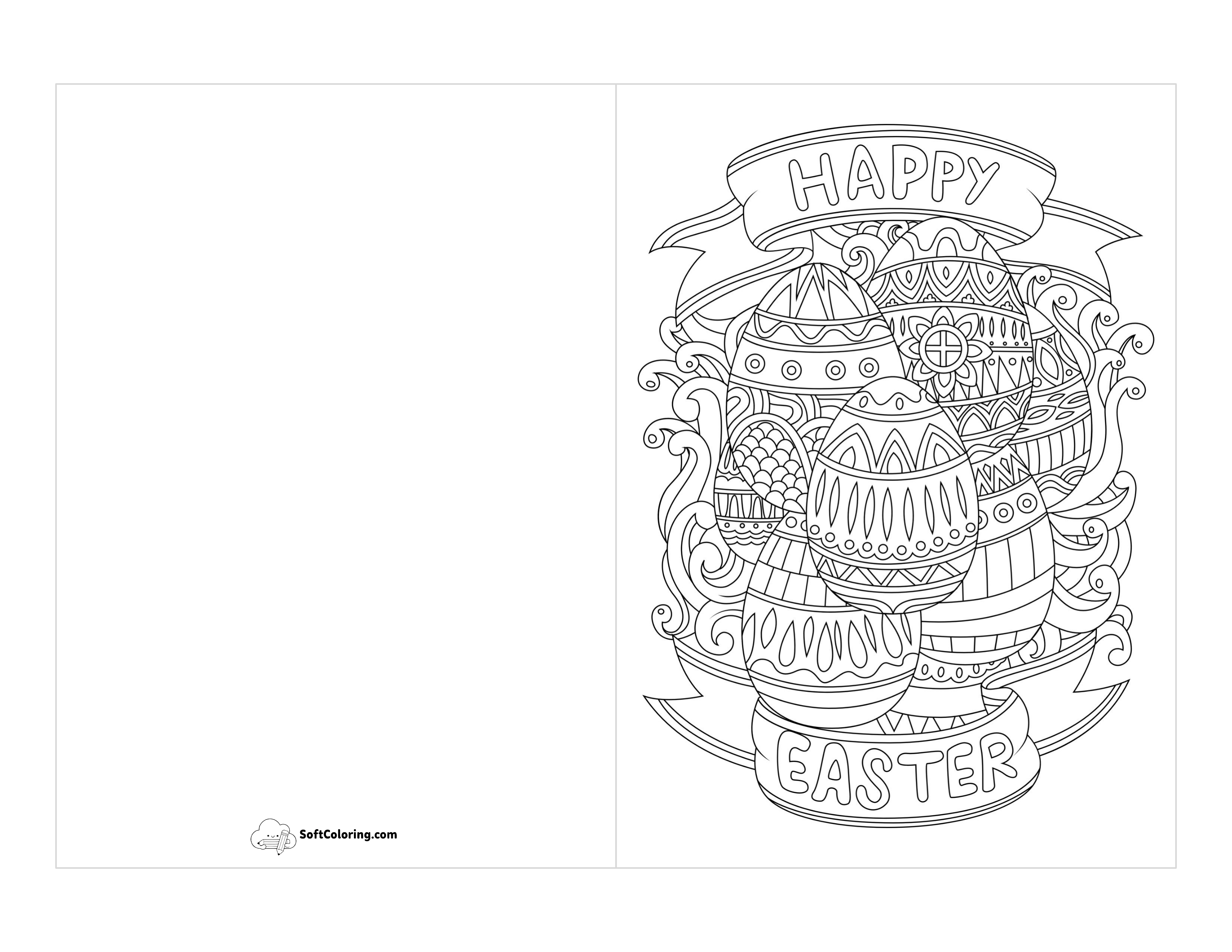 Easter Eggs Printable Card To Color
