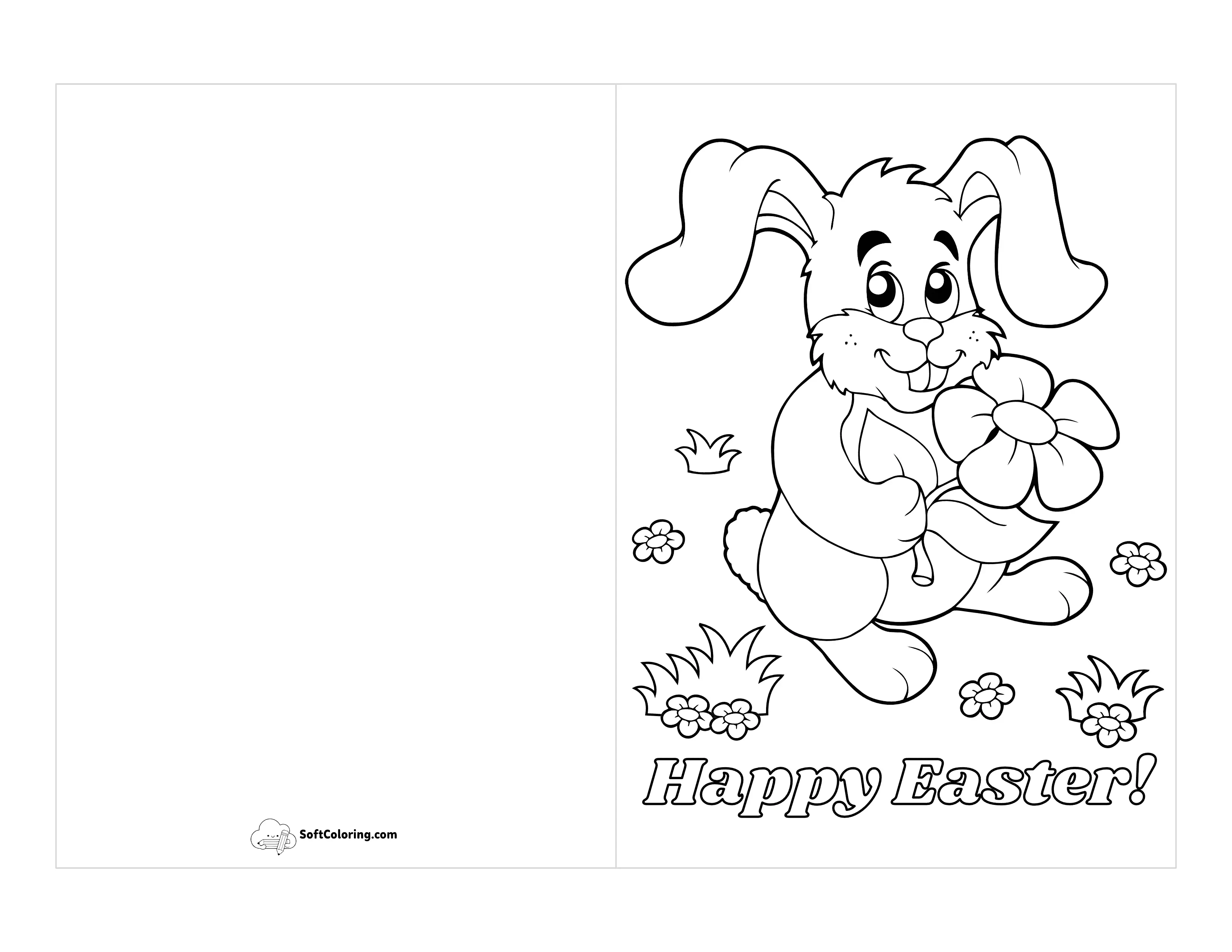 "Happy Easter" Bunny Card To Color