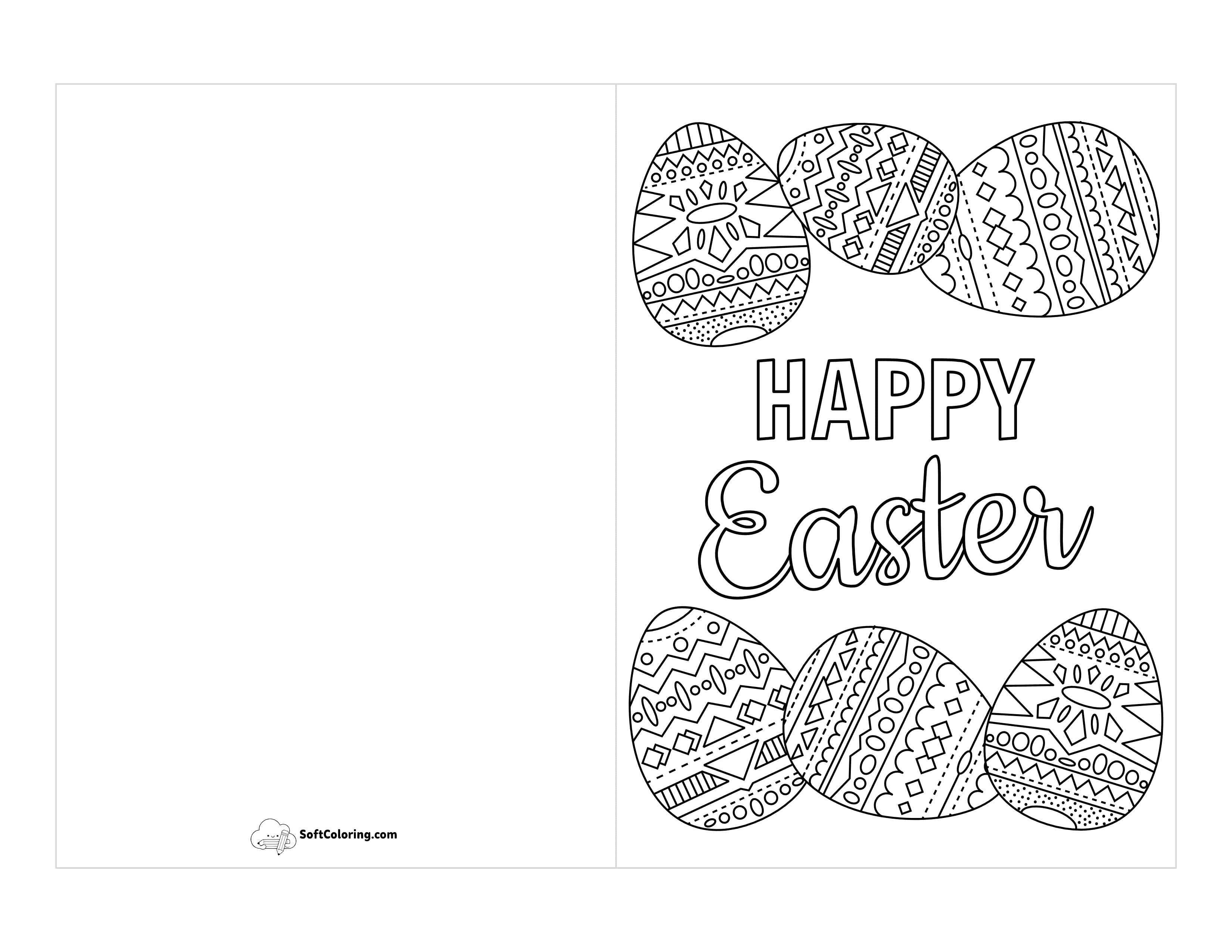 "Happy Easter" Printable Card To Color