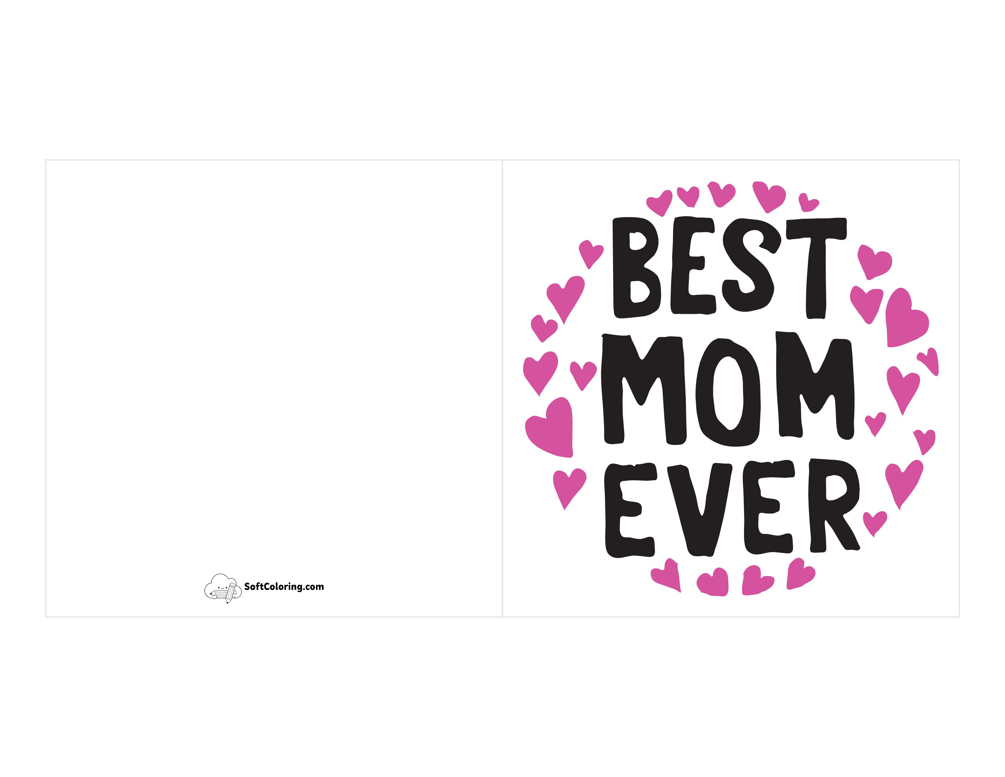 "Best Mom Ever" Pink Hearts Card