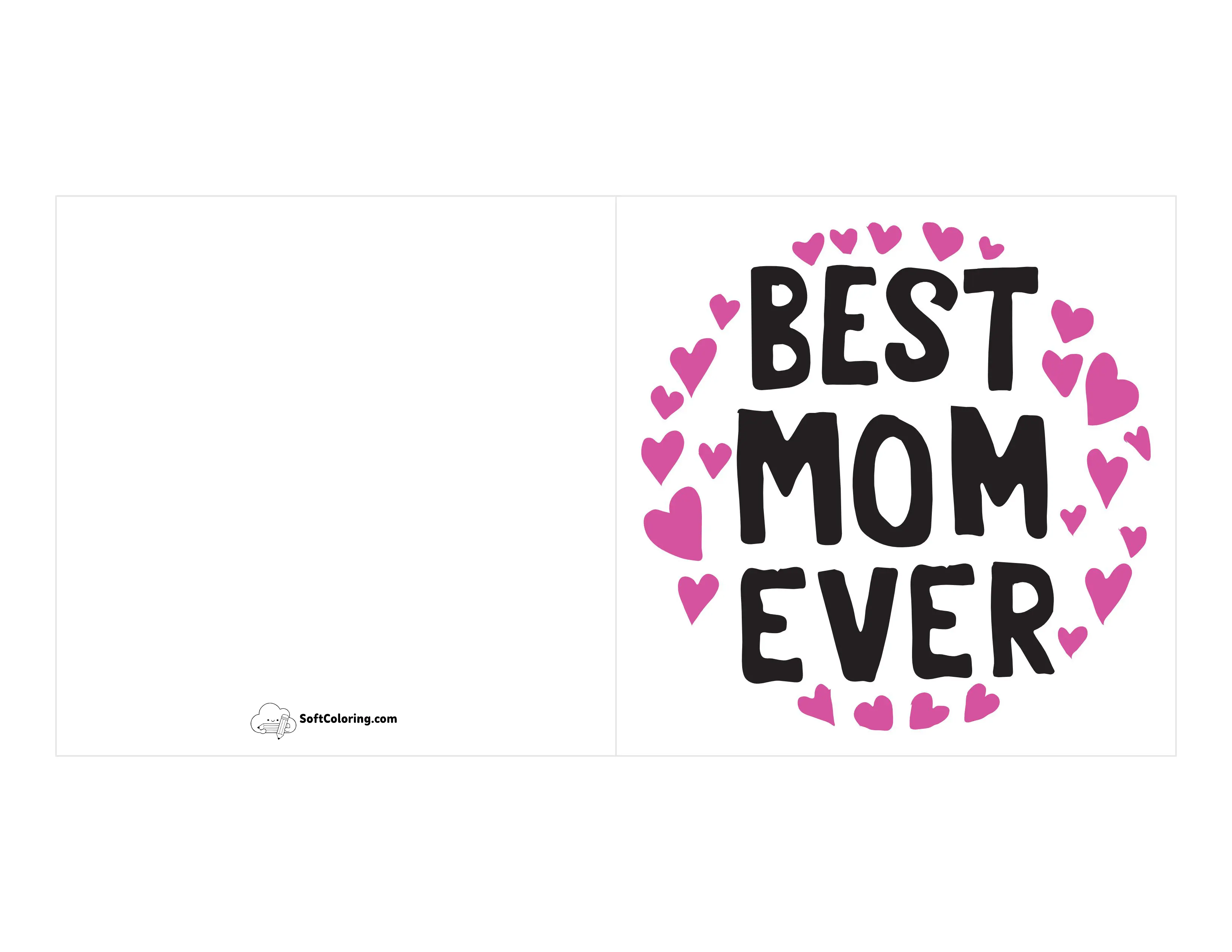 "Best Mom Ever" Pink Hearts Card