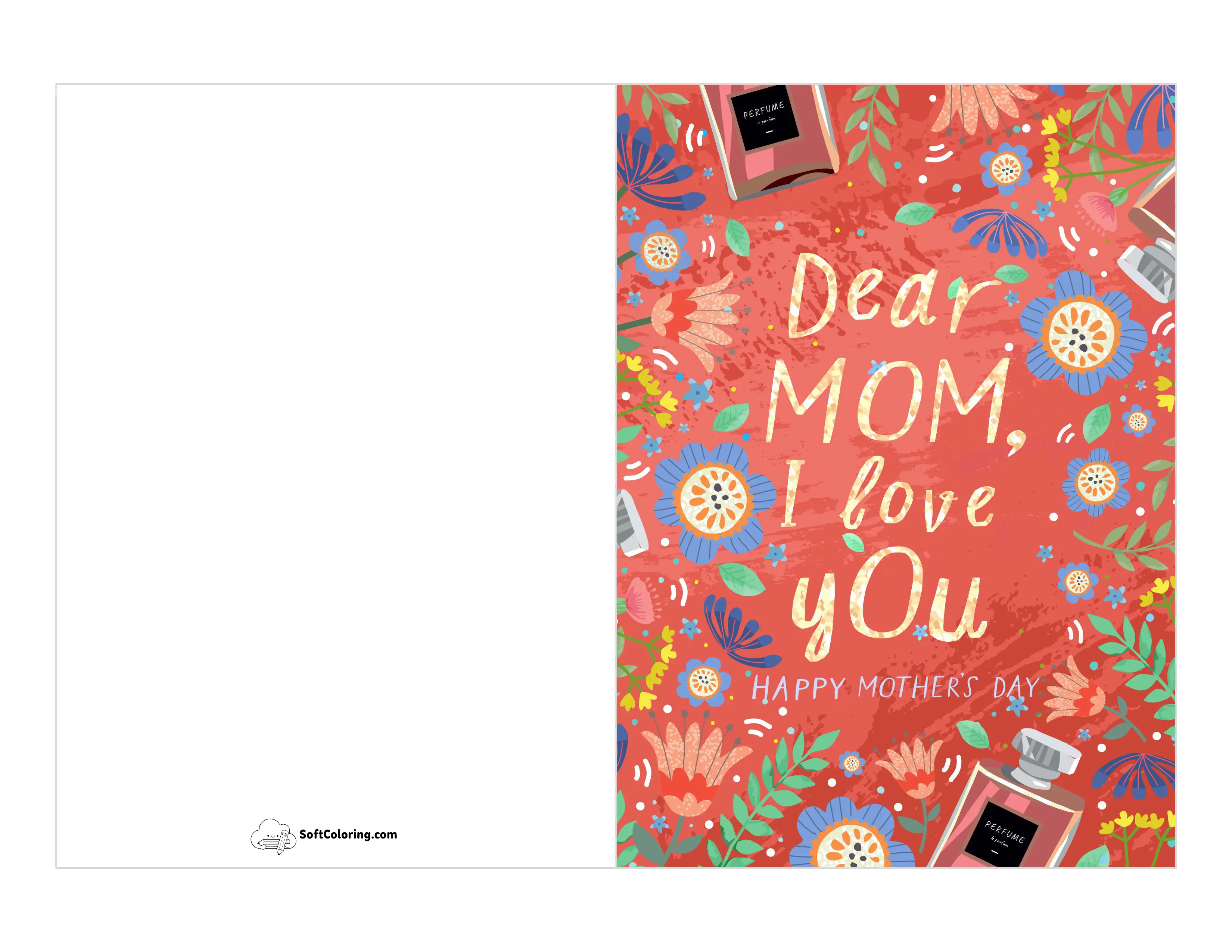 "Dear Mom, I Love You" Printable Card
