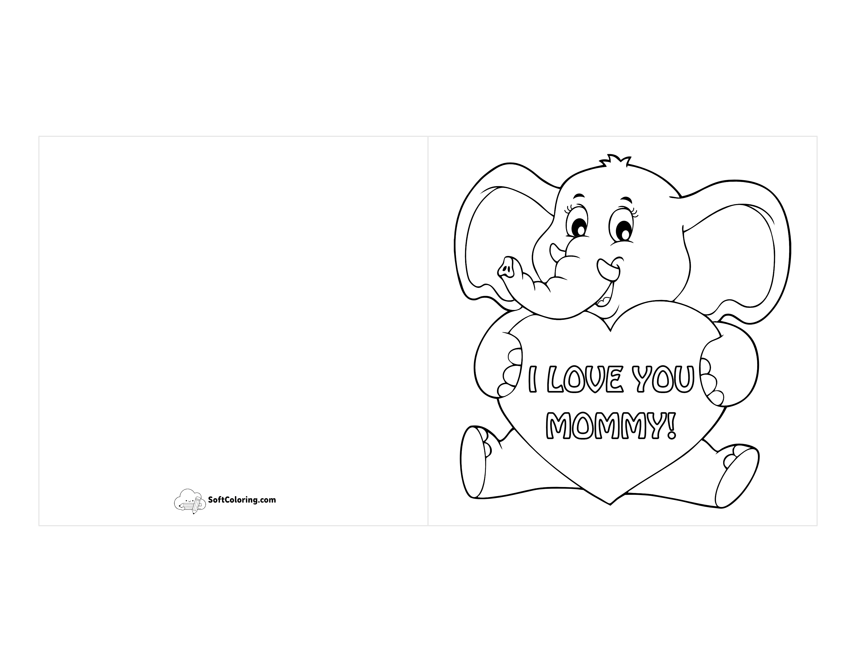 "I Love You Mommy" Cute Card To Color