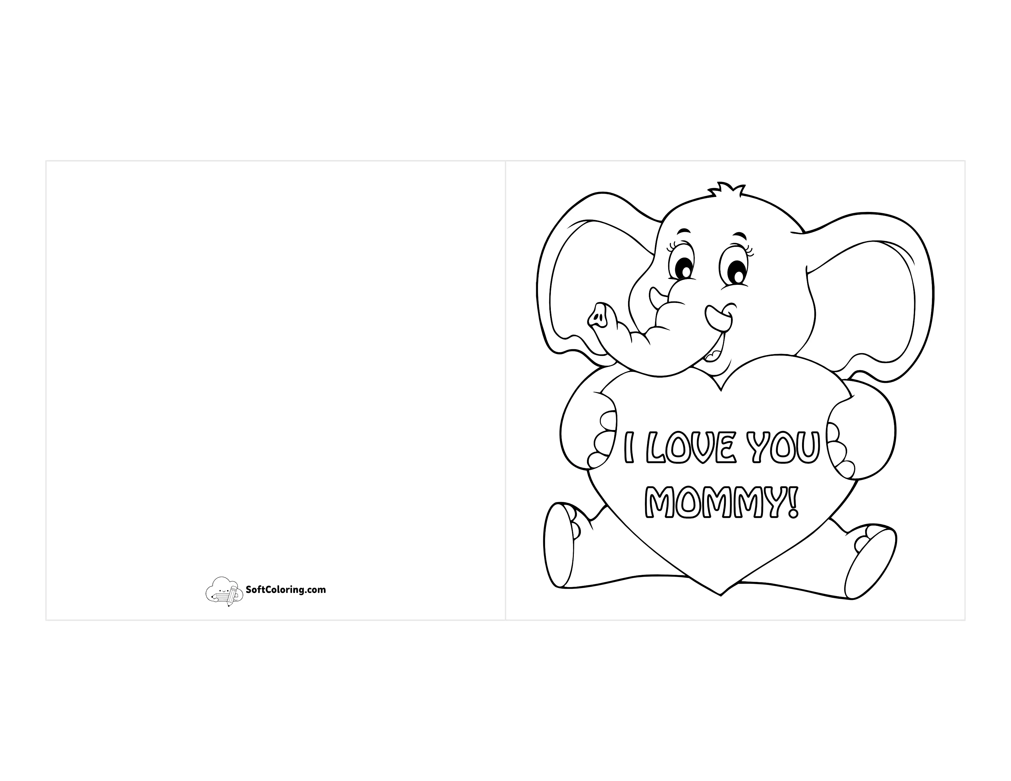 "I Love You Mommy" Cute Card To Color