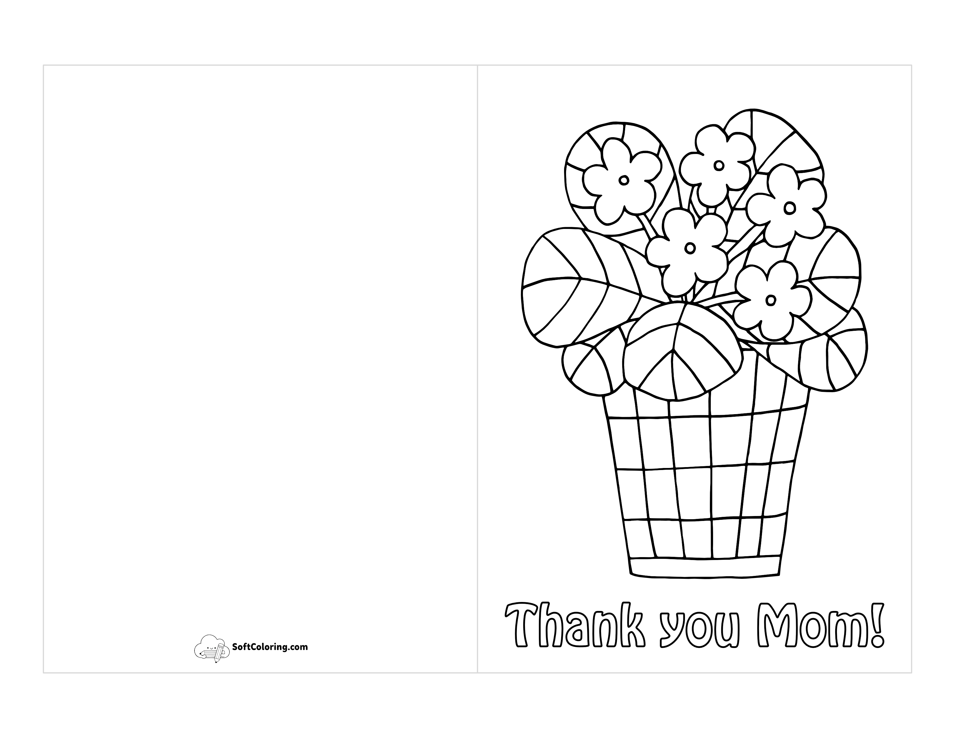"Thank You Mom" Flower Pot To Color