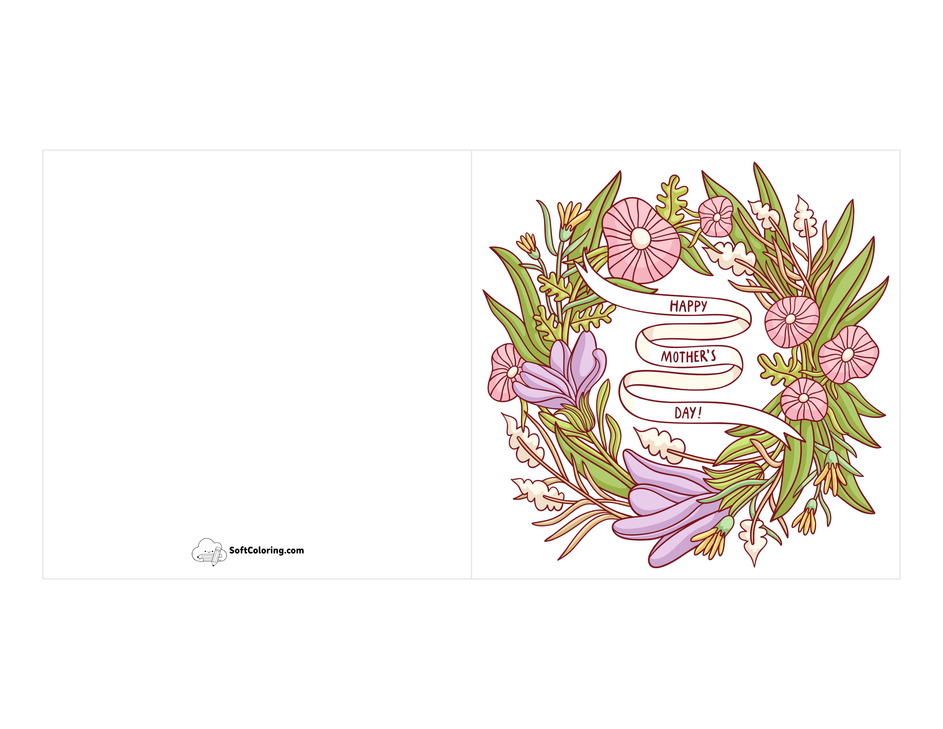 Flower Wreath Card For Mom