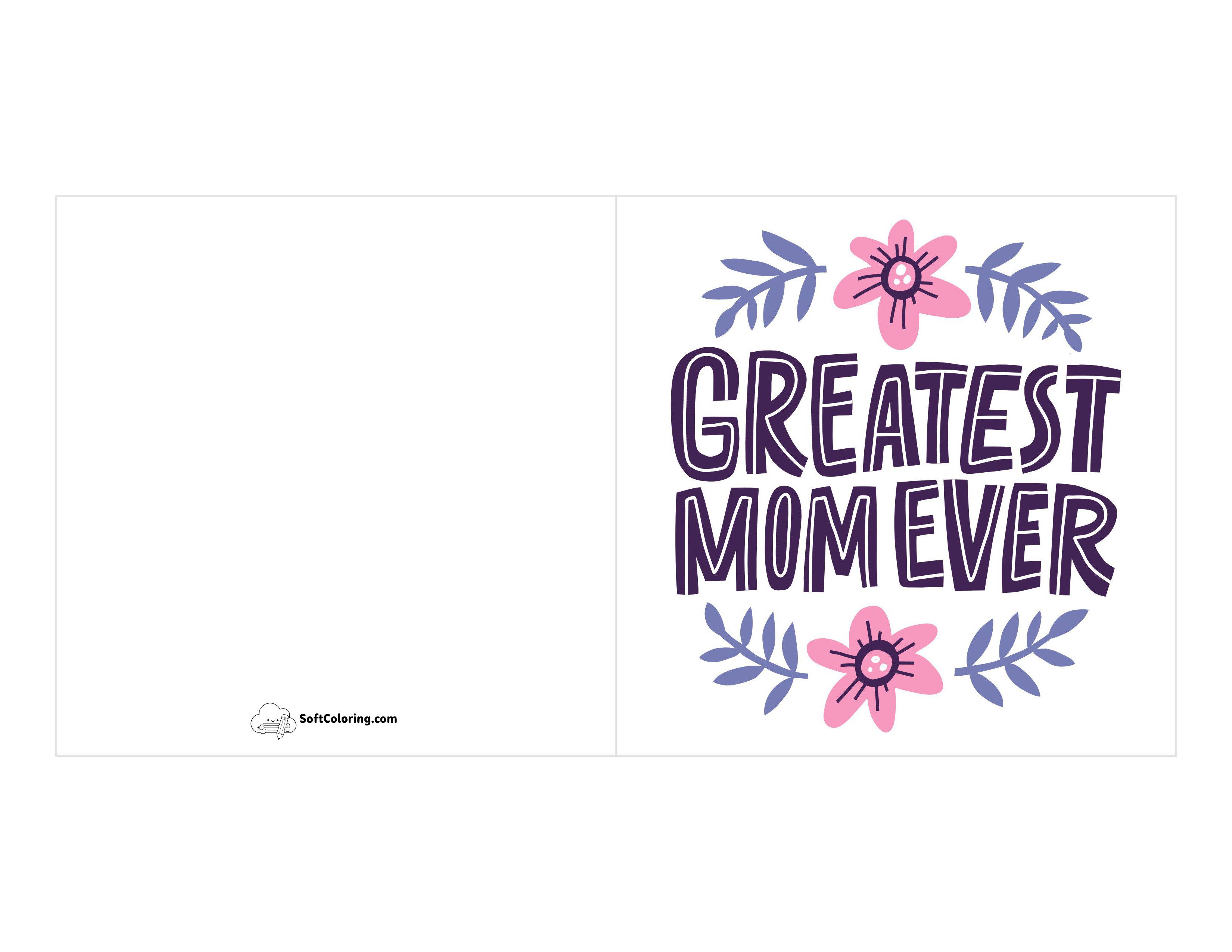 "Greatest Mom Ever" Card Template To Print