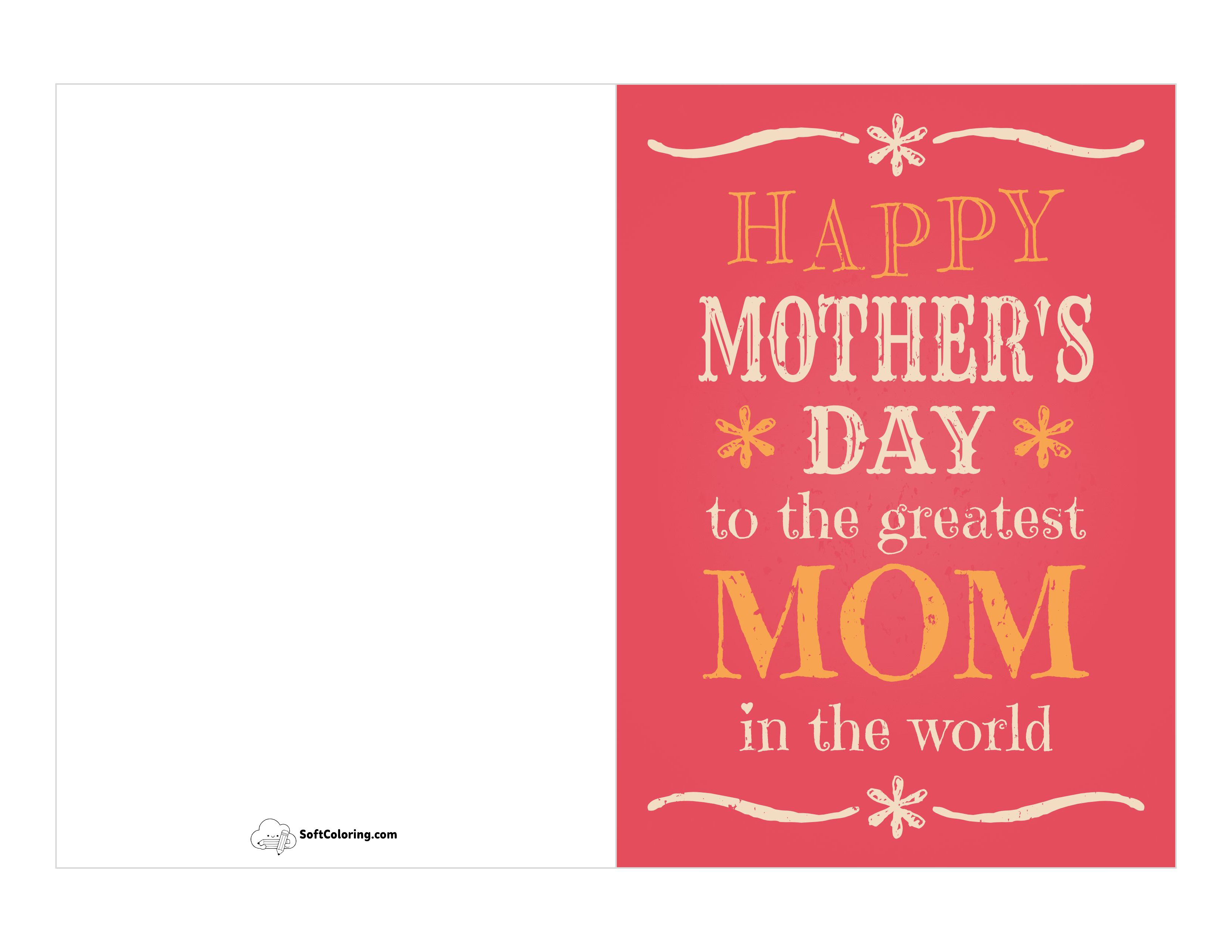 "Greatest Mom" Card To Print