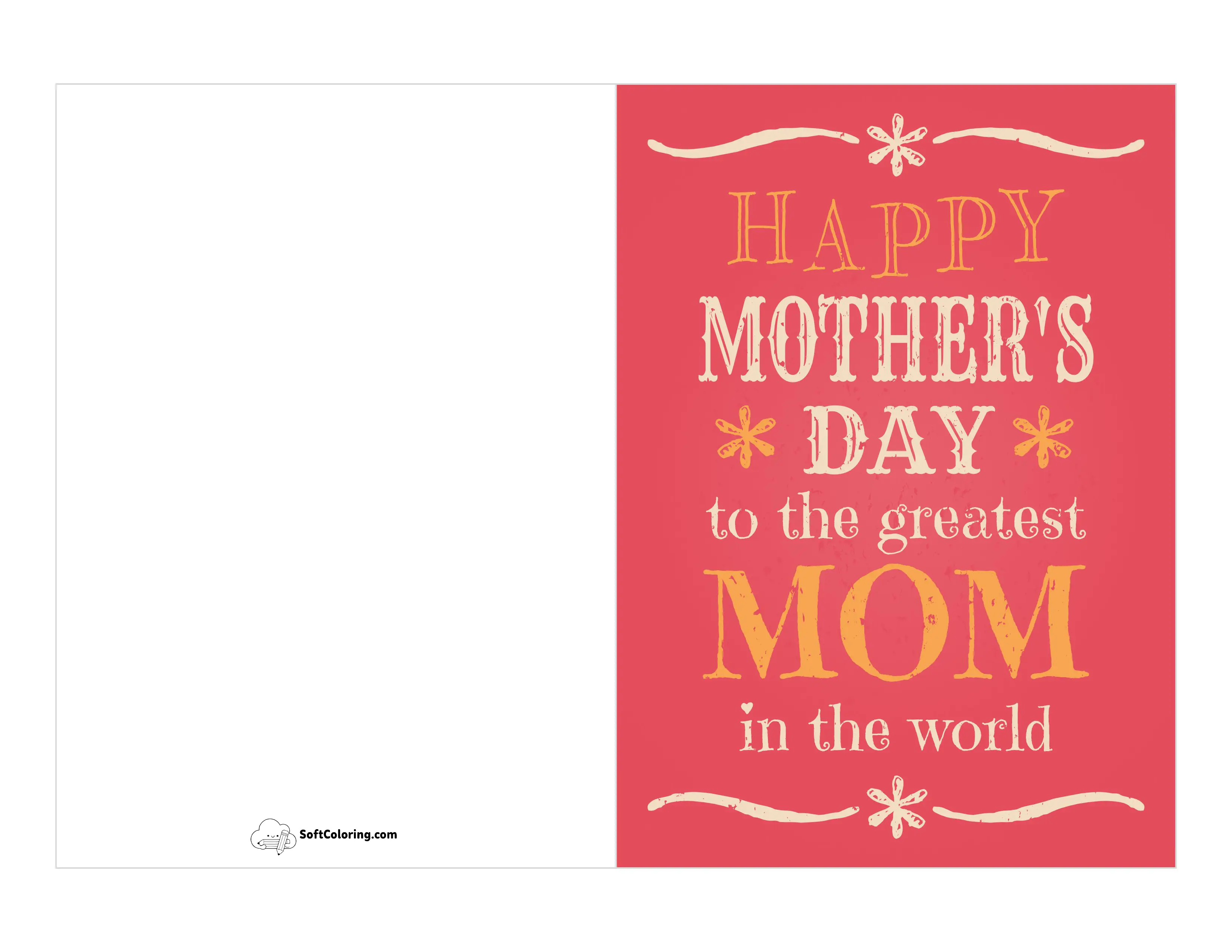 "Greatest Mom" Card To Print