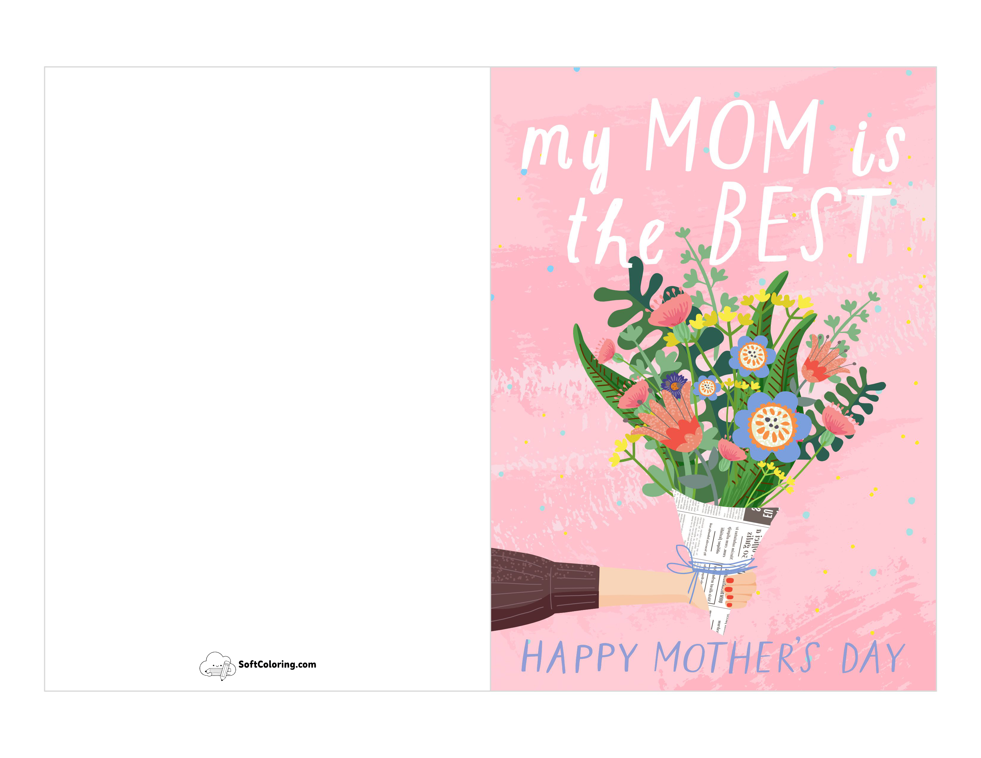"My Mom Is The Best" Flower Card