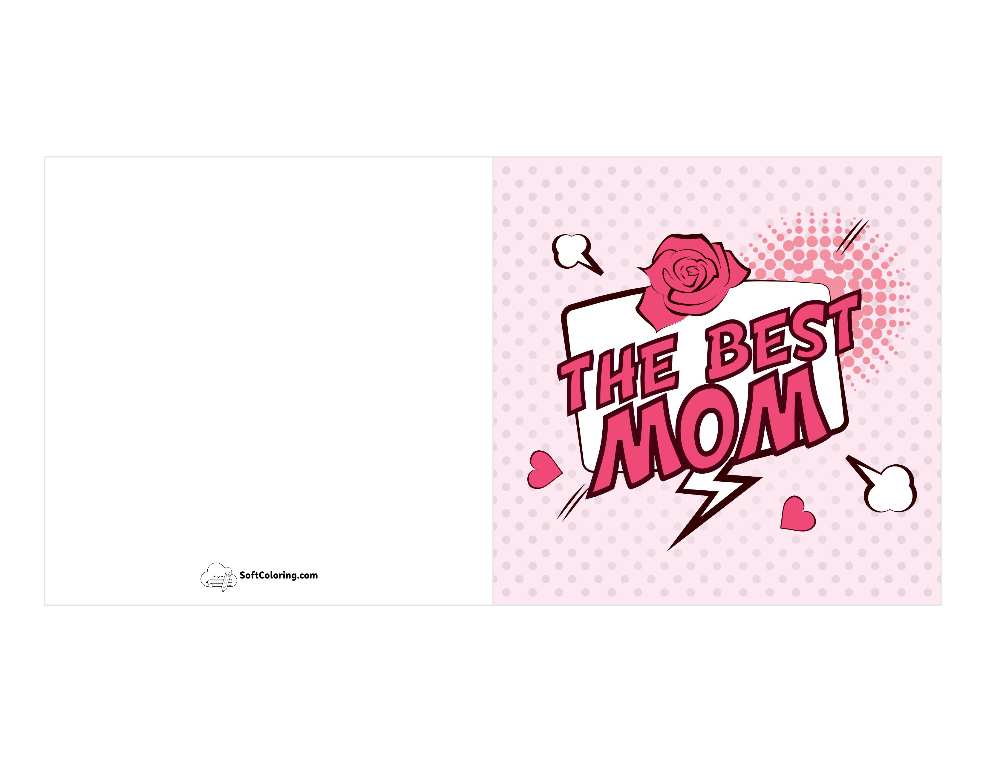 "The Best Mom" Comic-Style Card