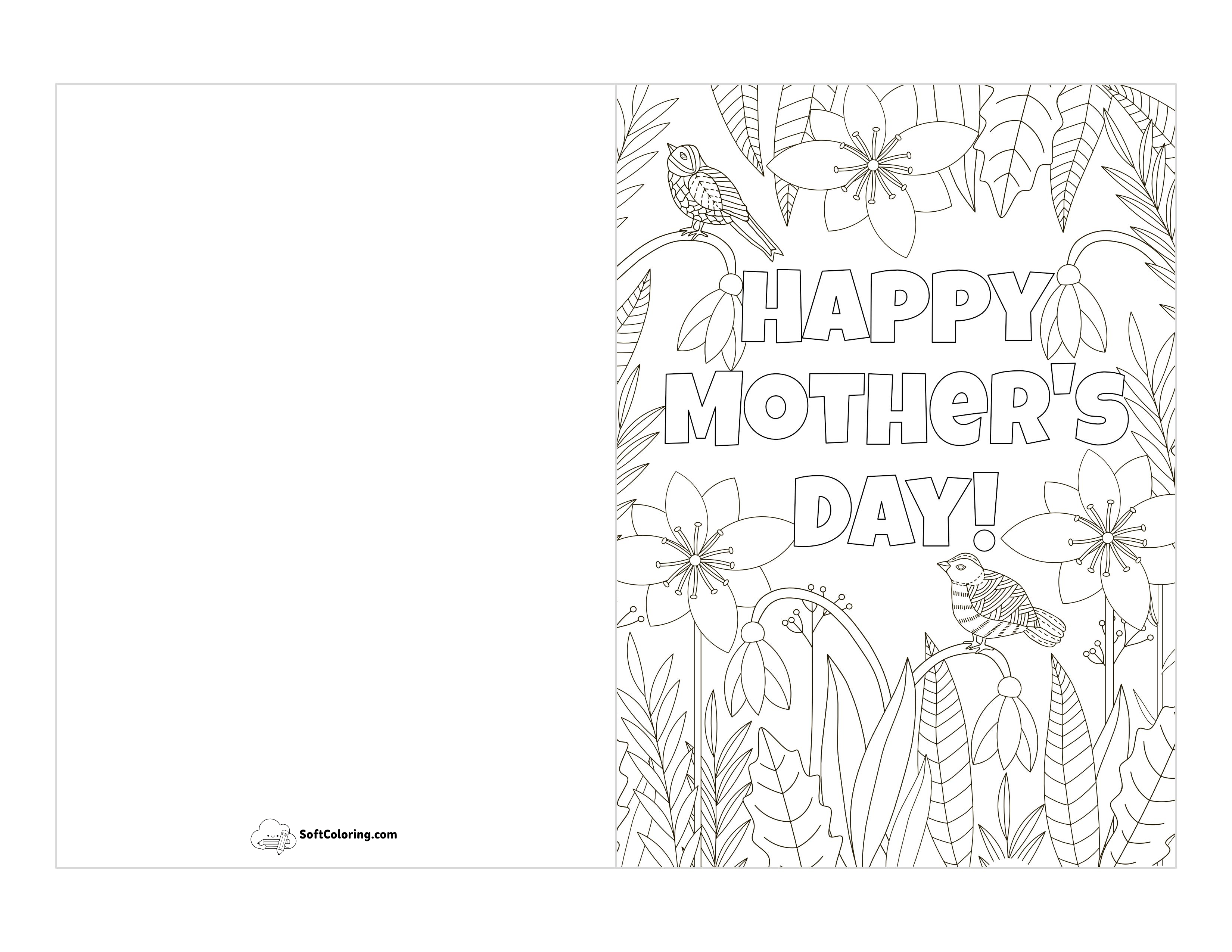 "Happy Mother's Day" Card To Color
