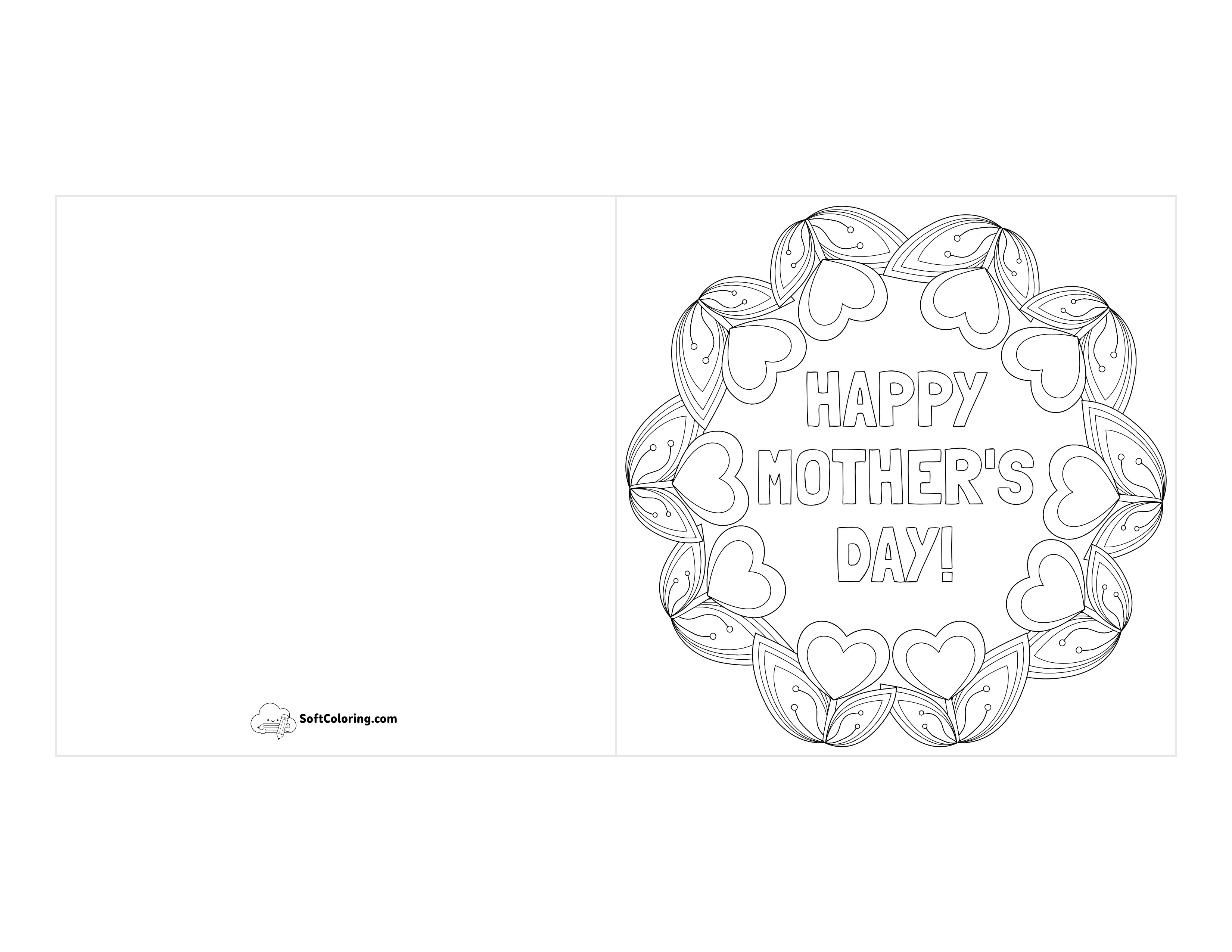"Happy Mother's Day" Tulips Card To Color