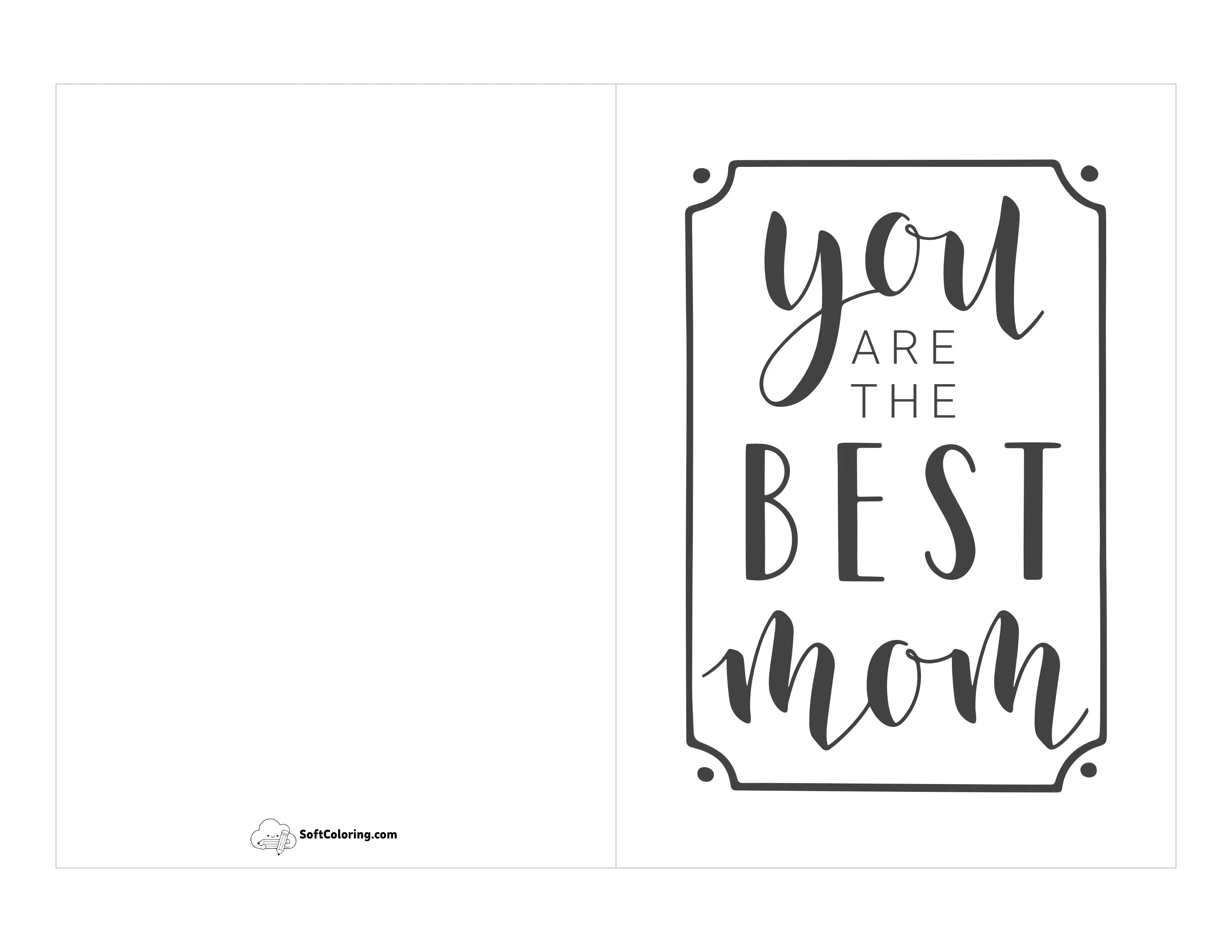 Black/White Card Template For Mom
