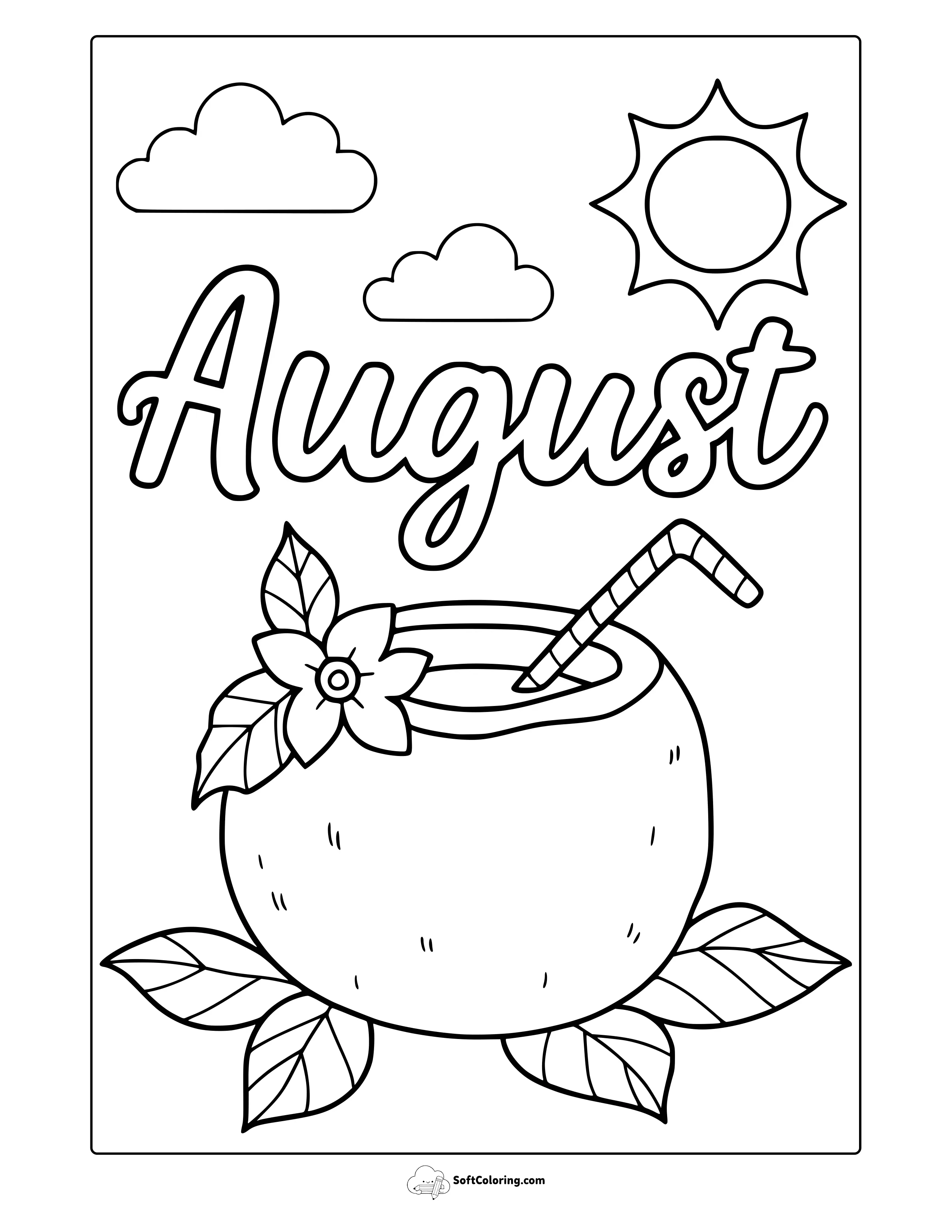 Fresh August Coconut Coloring Page