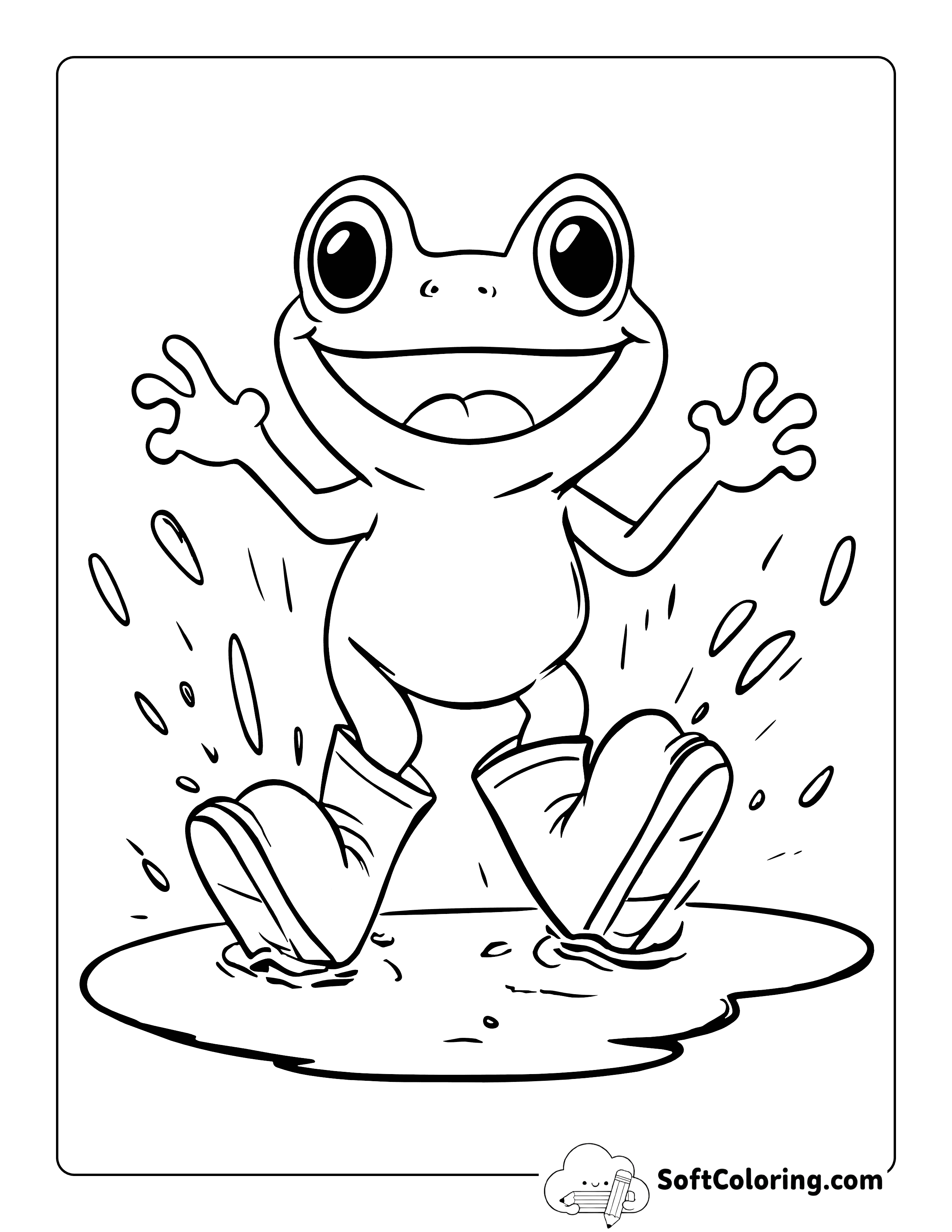 Puddle-Jumping Frog Coloring Sheet for Kids