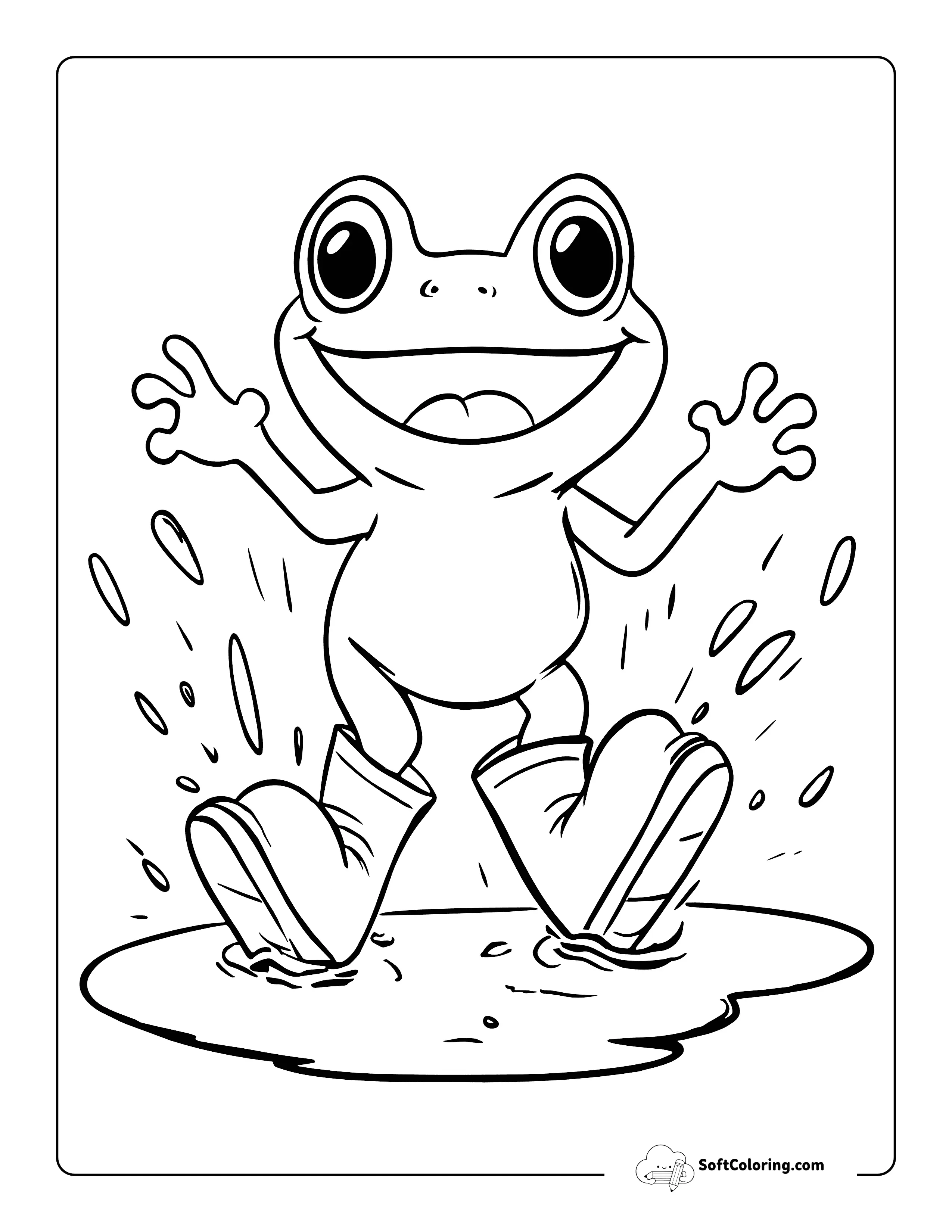 Puddle-Jumping Frog Coloring Sheet For Kids