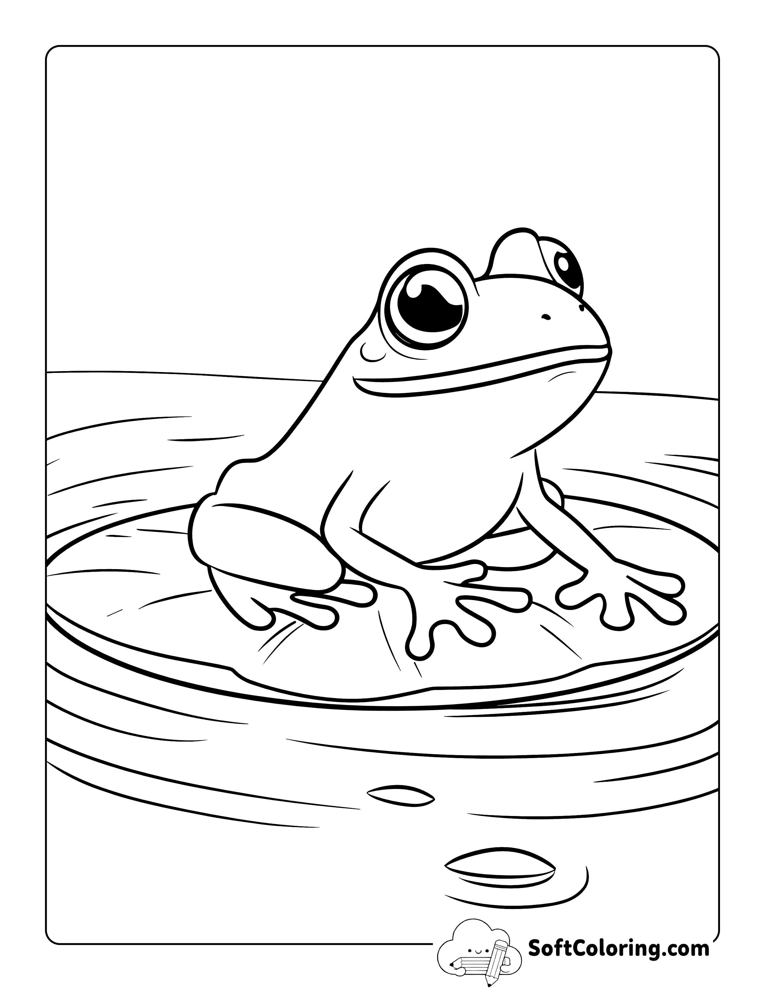 Easy Frog Coloring Page for Kids