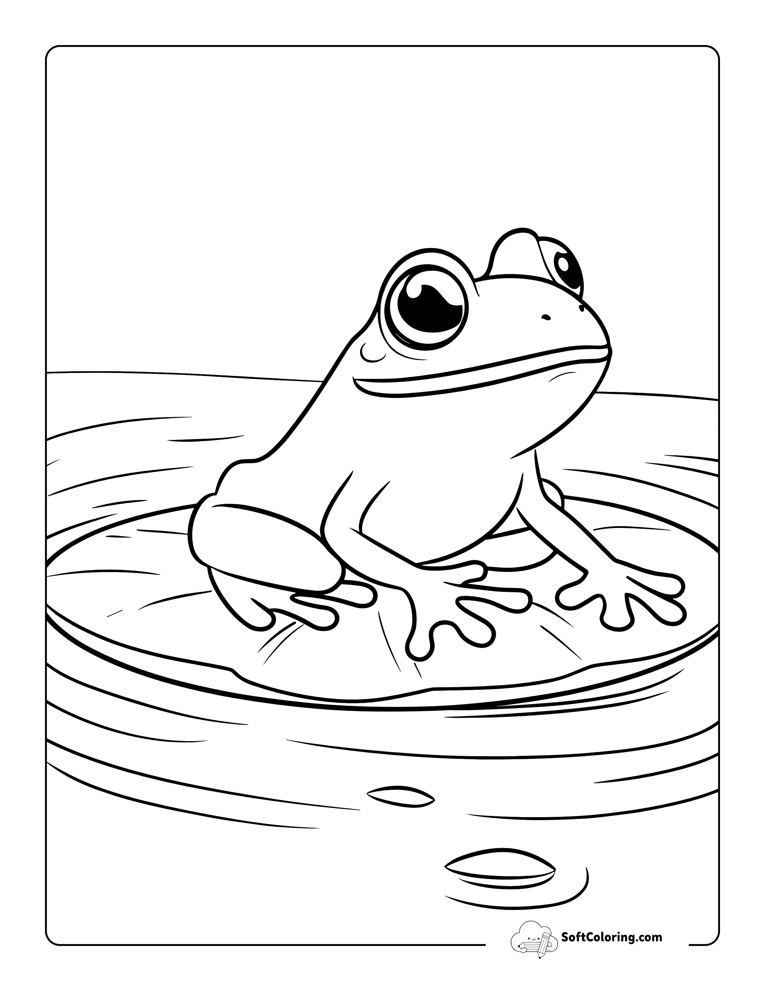 Easy Frog Coloring Page For Kids