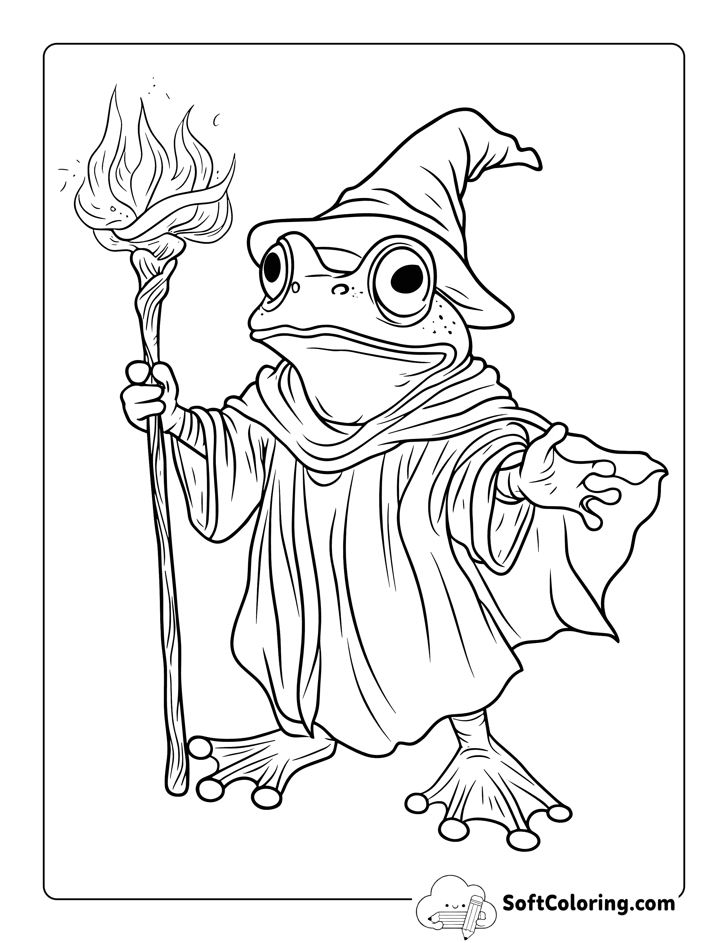 Fun Wizard Frog Coloring Page Printable