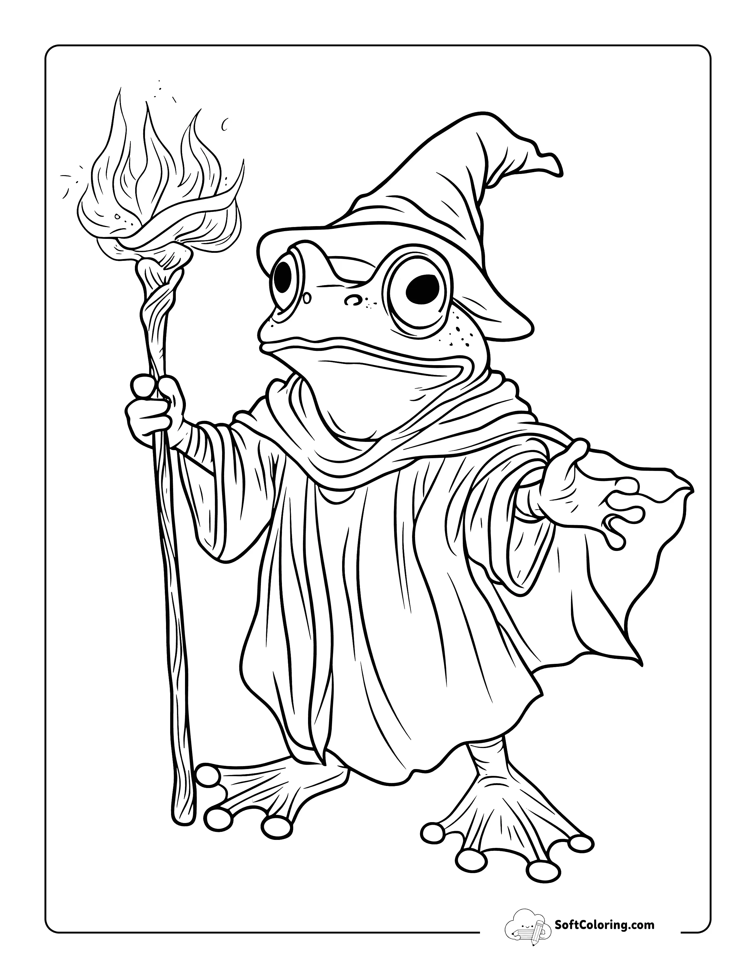 Fun Wizard Frog Coloring Page Printable