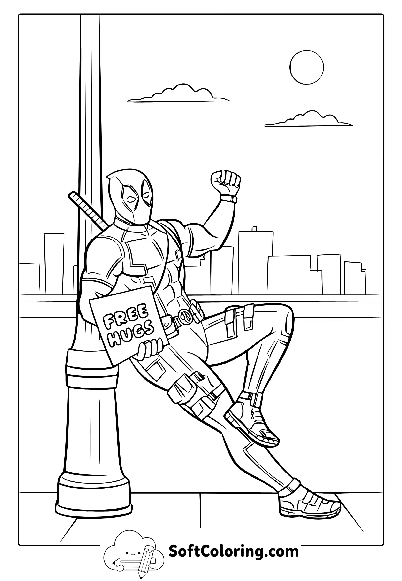 funny deadpool coloring page
