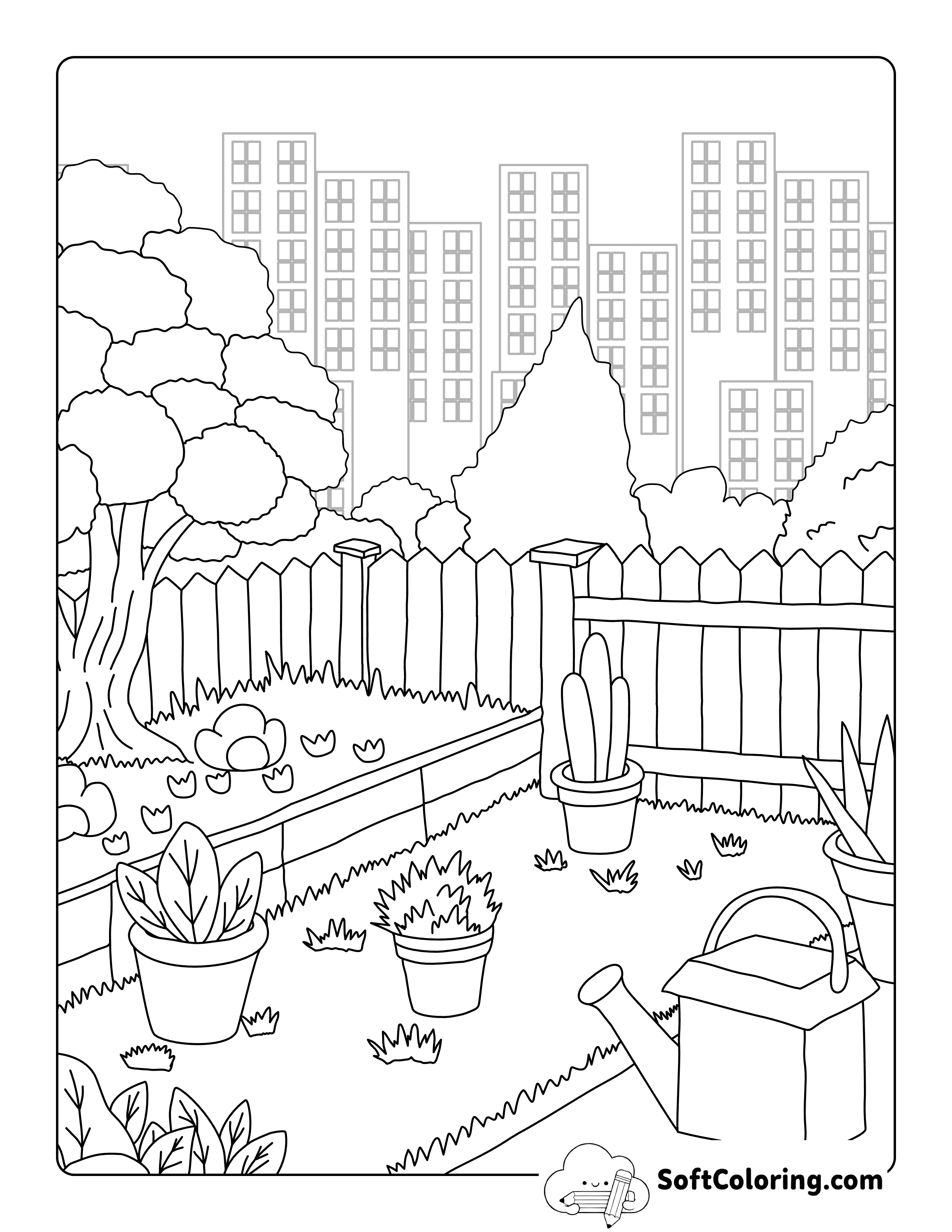 Rooftop Vegetable Garden Coloring Page