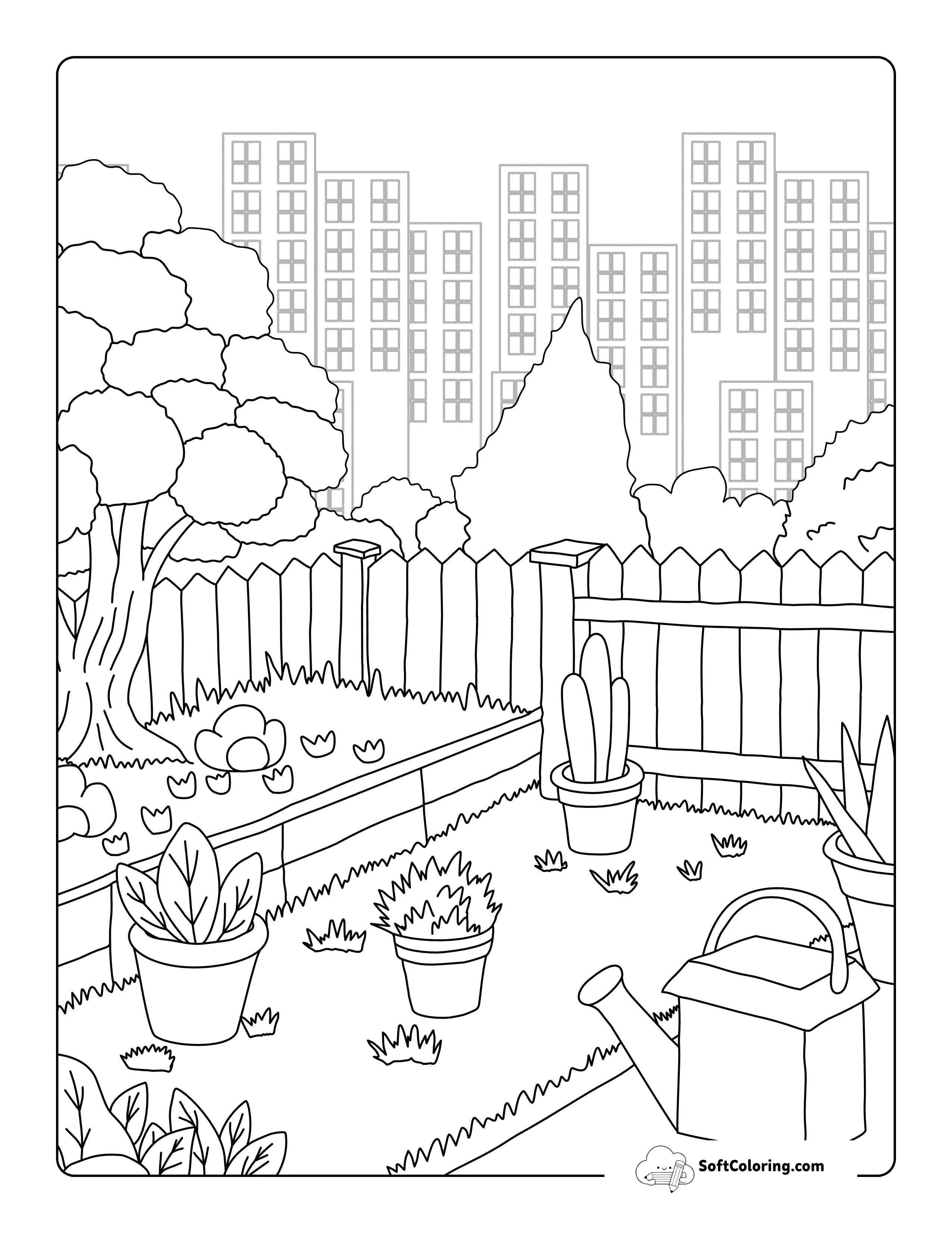 Rooftop Vegetable Garden Coloring Page