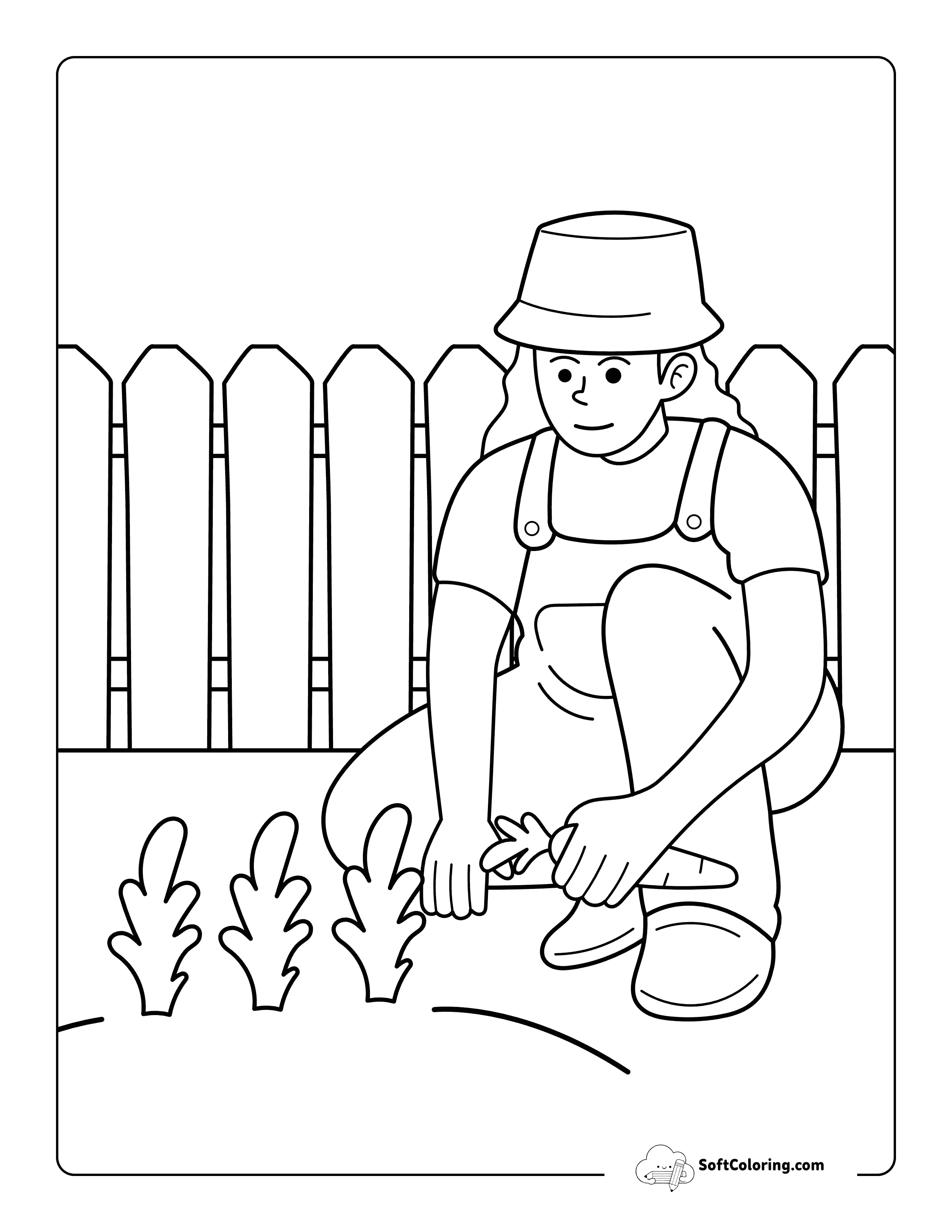 Easy Harvesting Vegetable Garden Printable Coloring Sheet