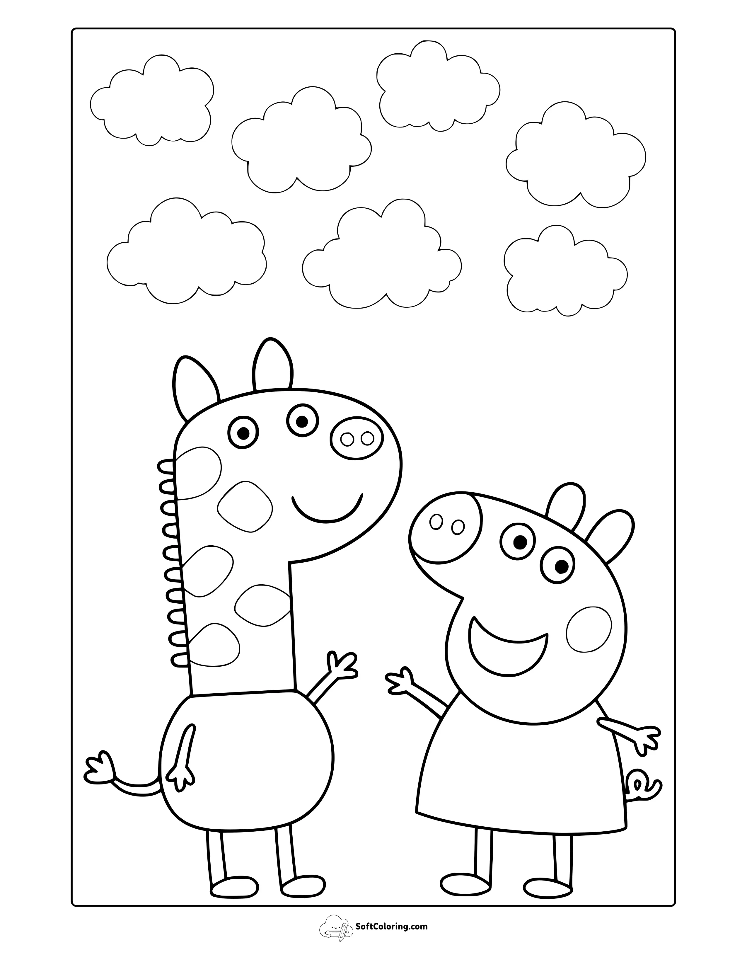 Gerald The Giraffe And Peppa Pig Coloring Page