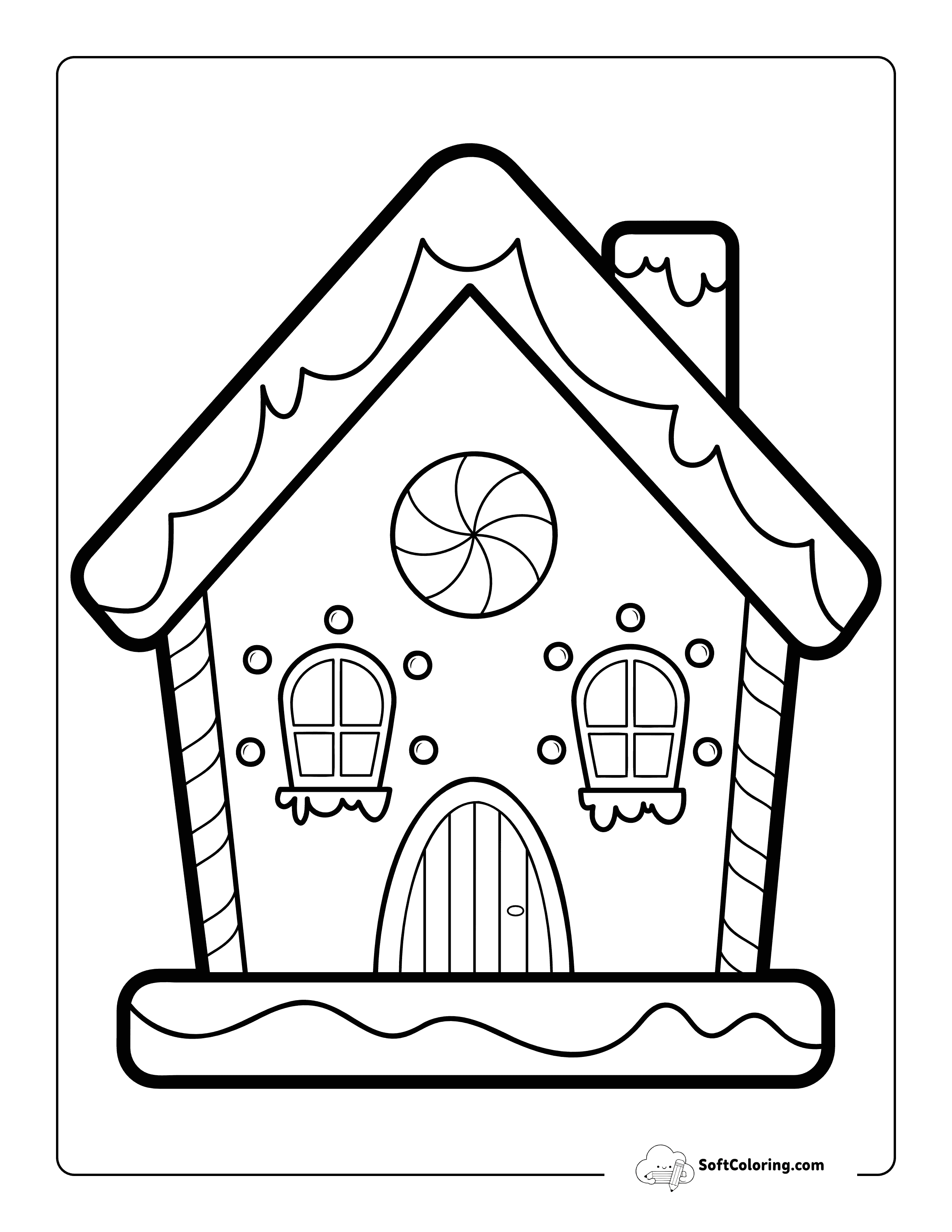 Cute Gingerbread House Coloring Page