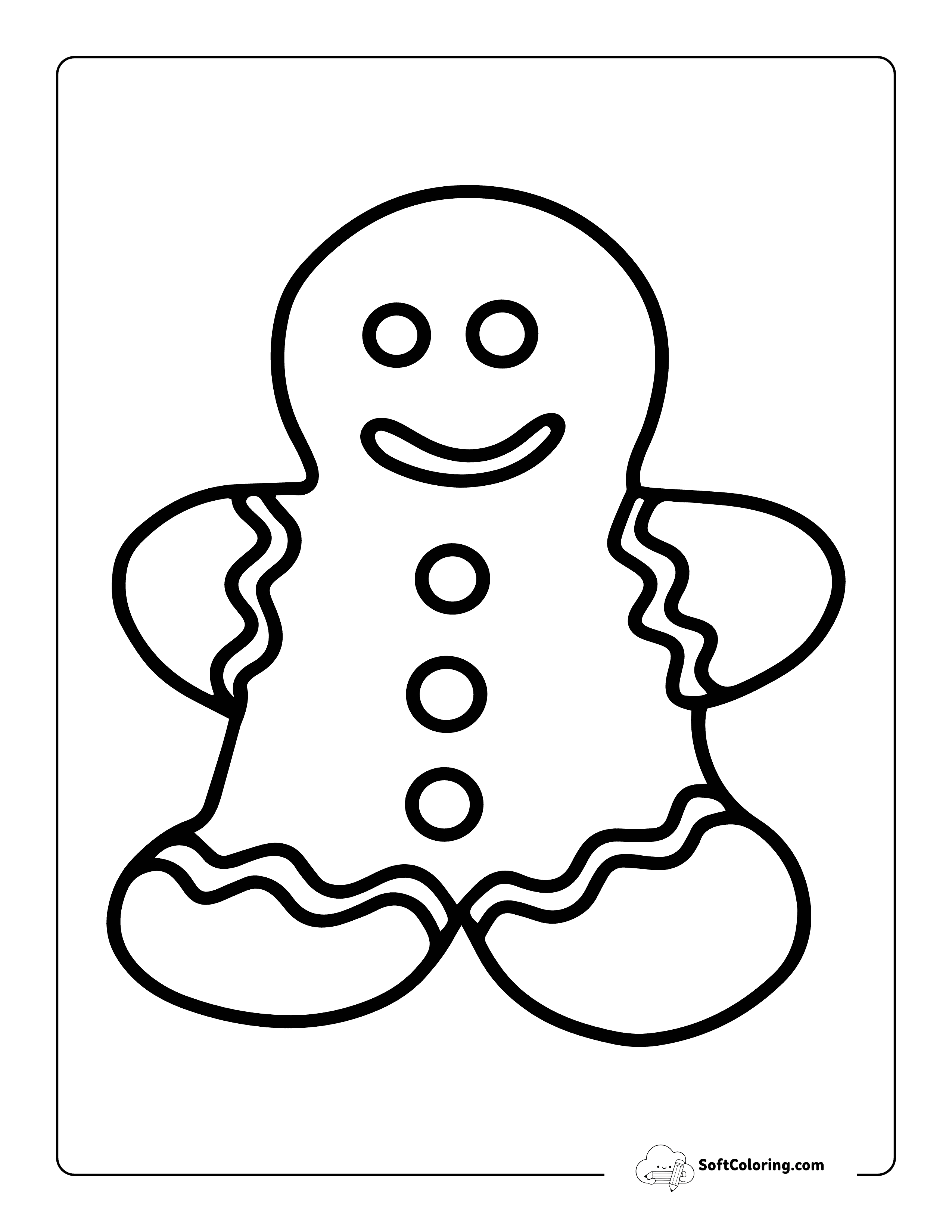 Cute Gingerbread Man Drawing To Color