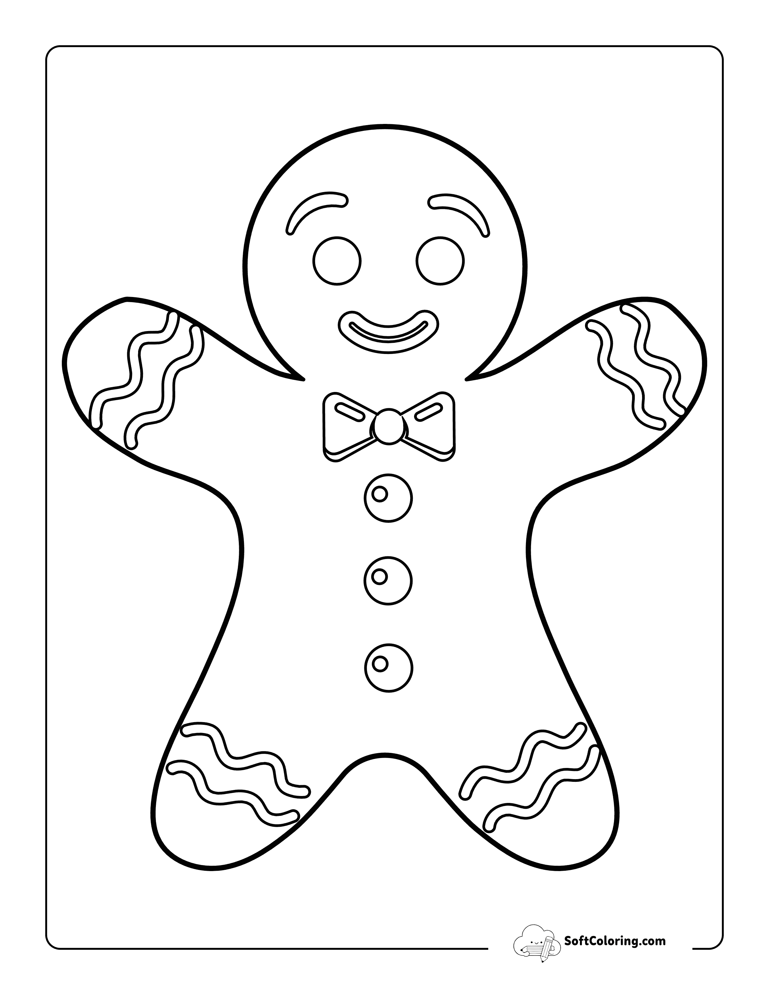 Easy Gingerbread Man To Color For Preschoolers