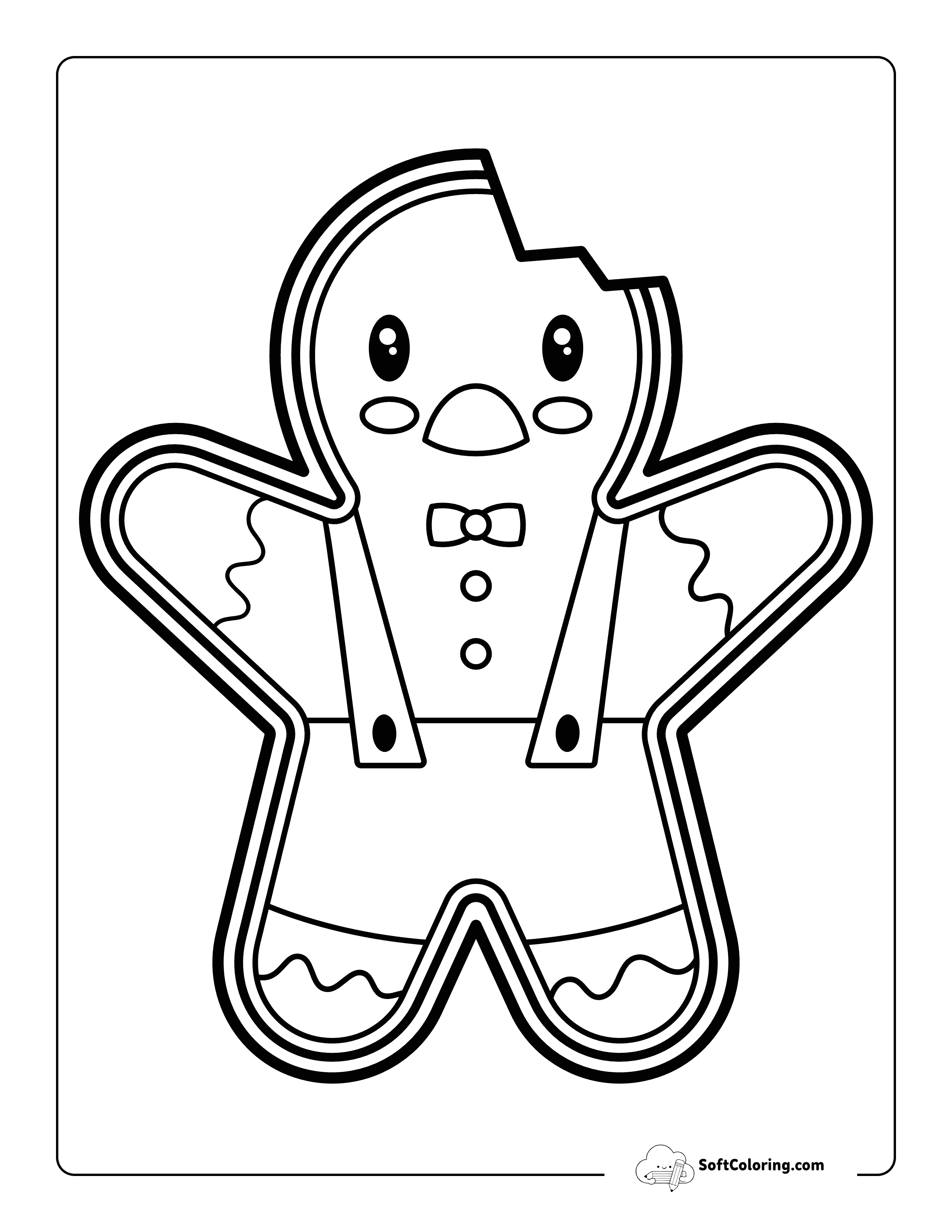 Surprised Gingerbread Man Printable Coloring Page For Kids