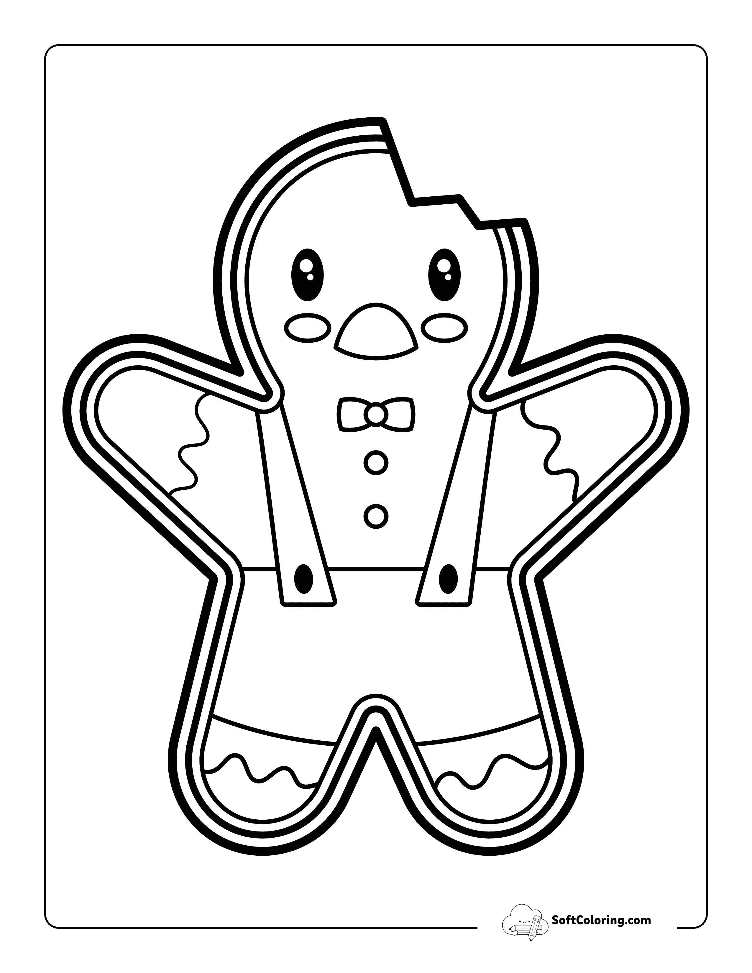 Surprised Gingerbread Man Printable Coloring Page For Kids