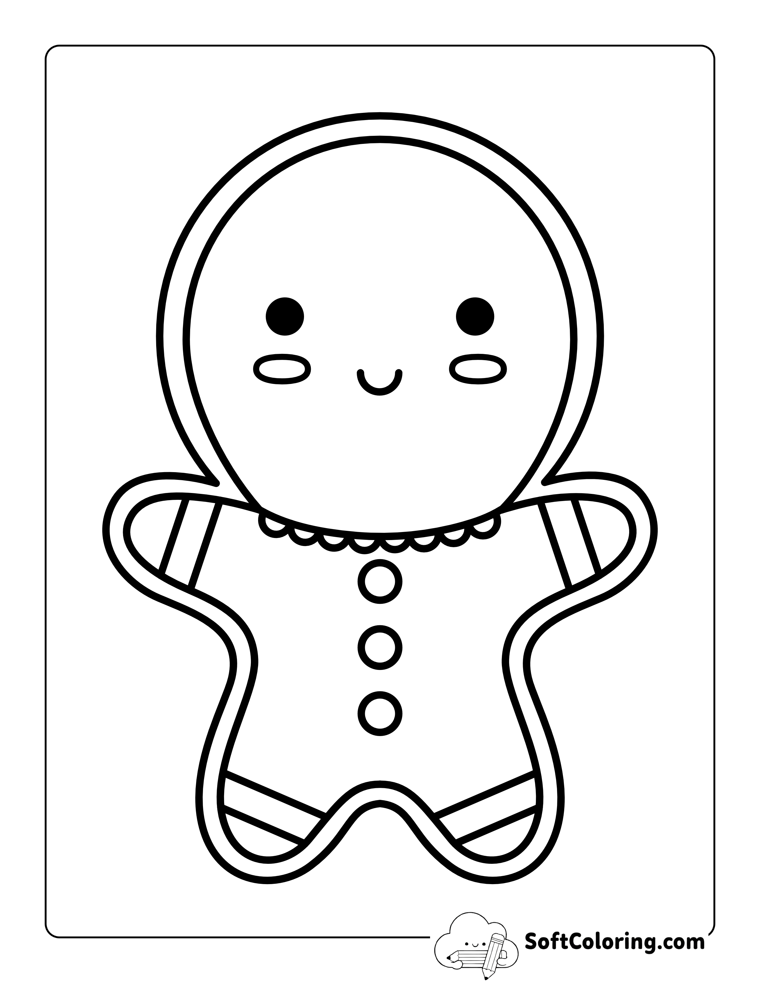 Kawaii Gingerbread Man Coloring Page