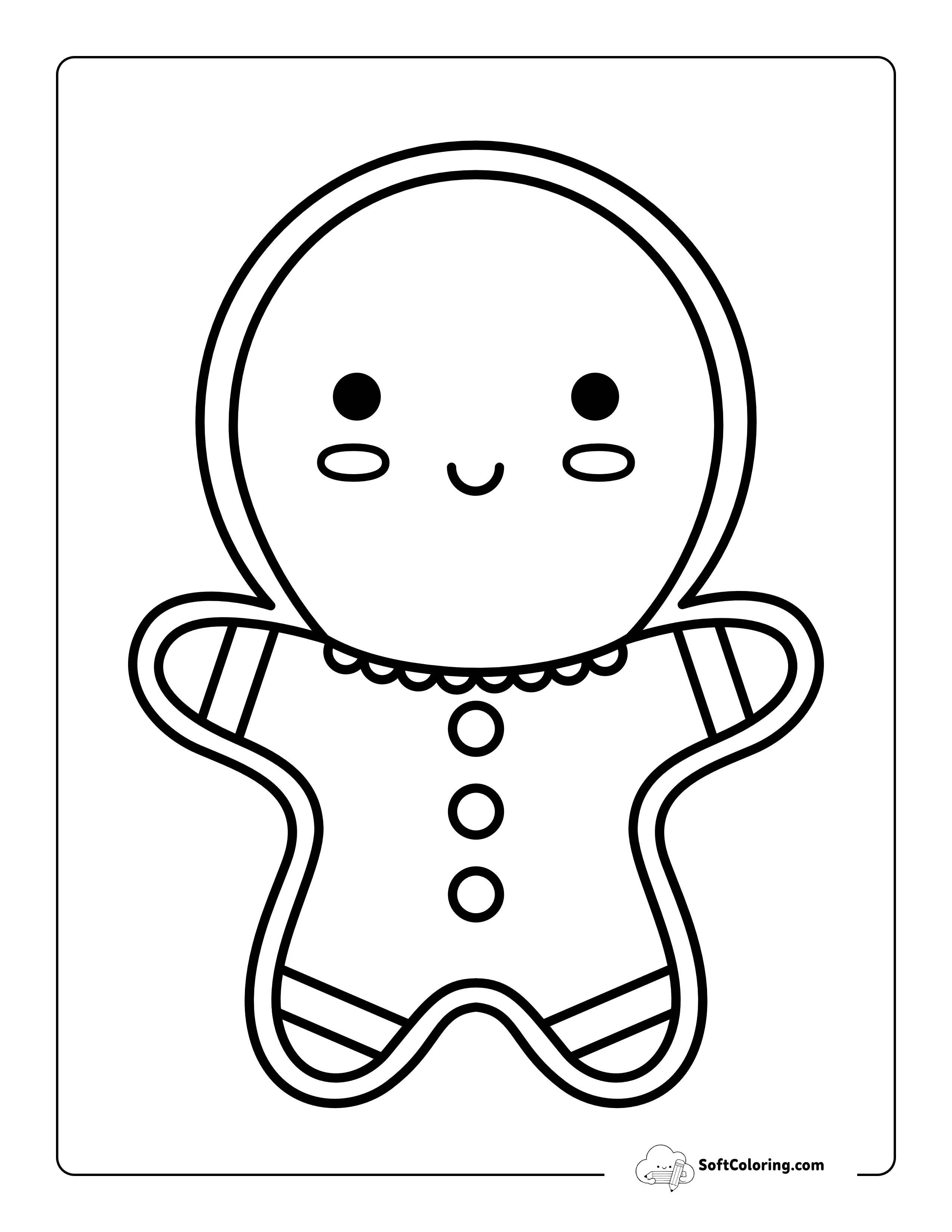 Cute Gingerbread Man Christmas Coloring Page