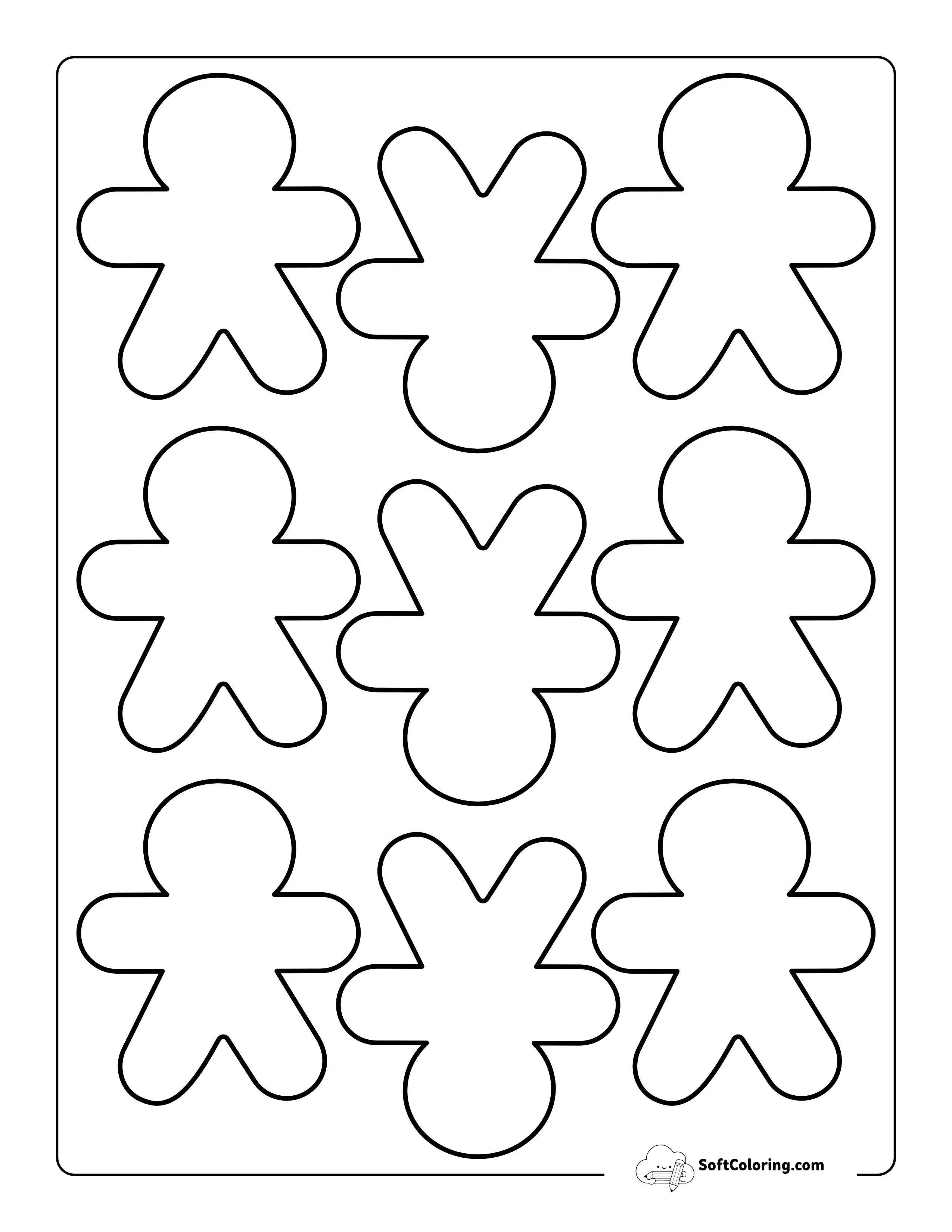 Gingerbread Man Template For Kids (Extra Small Size)