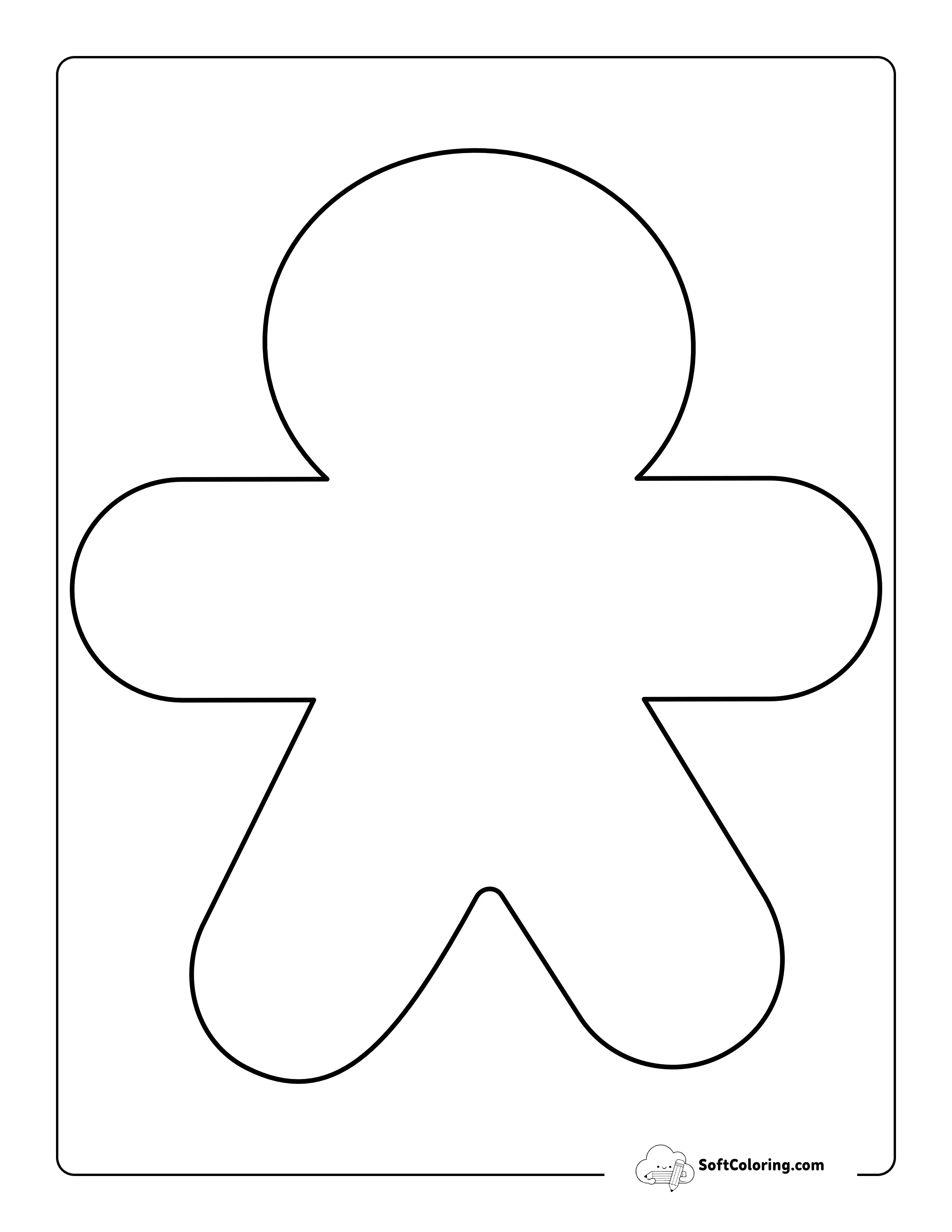 Gingerbread Man Template For Kids (Large Size)